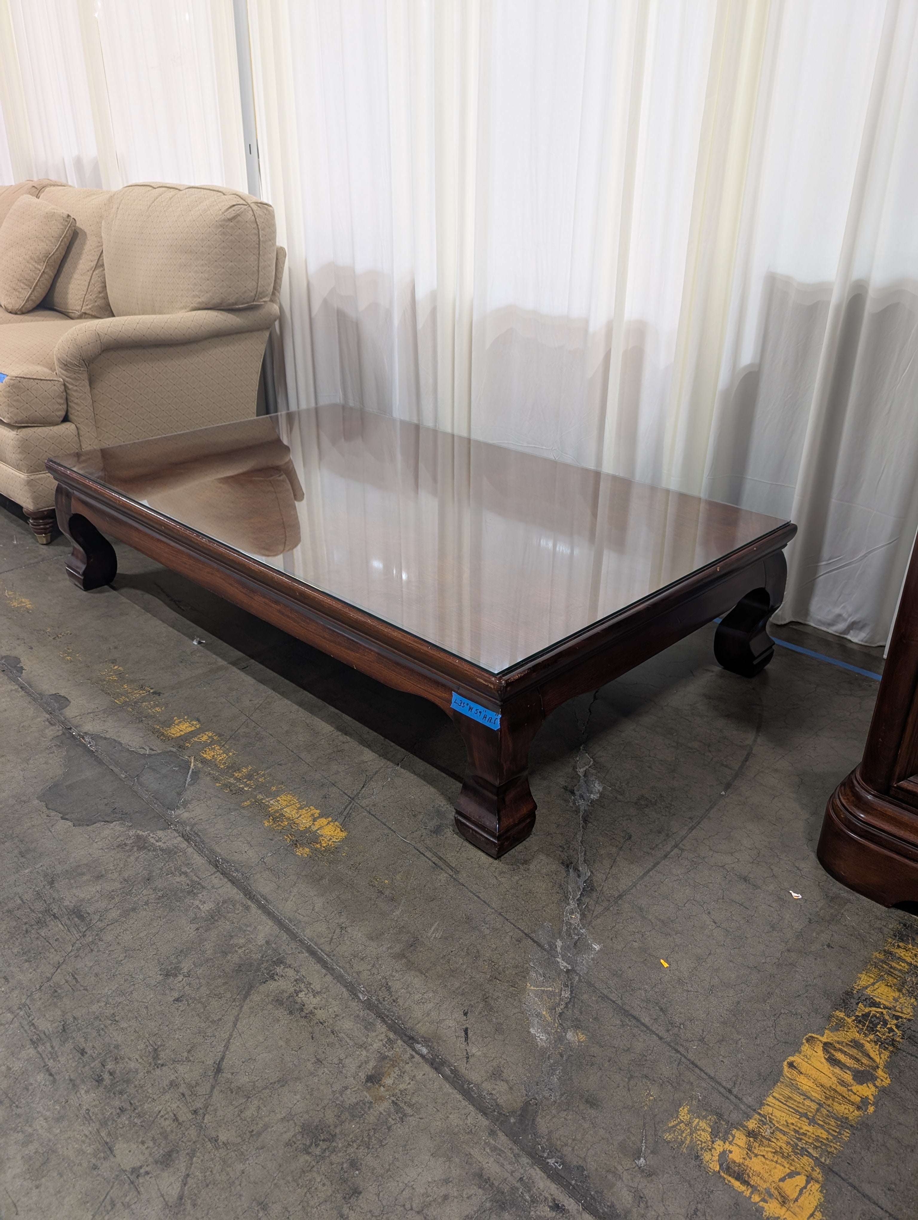Maroc Dark Wood Coffee Table with Glass Top