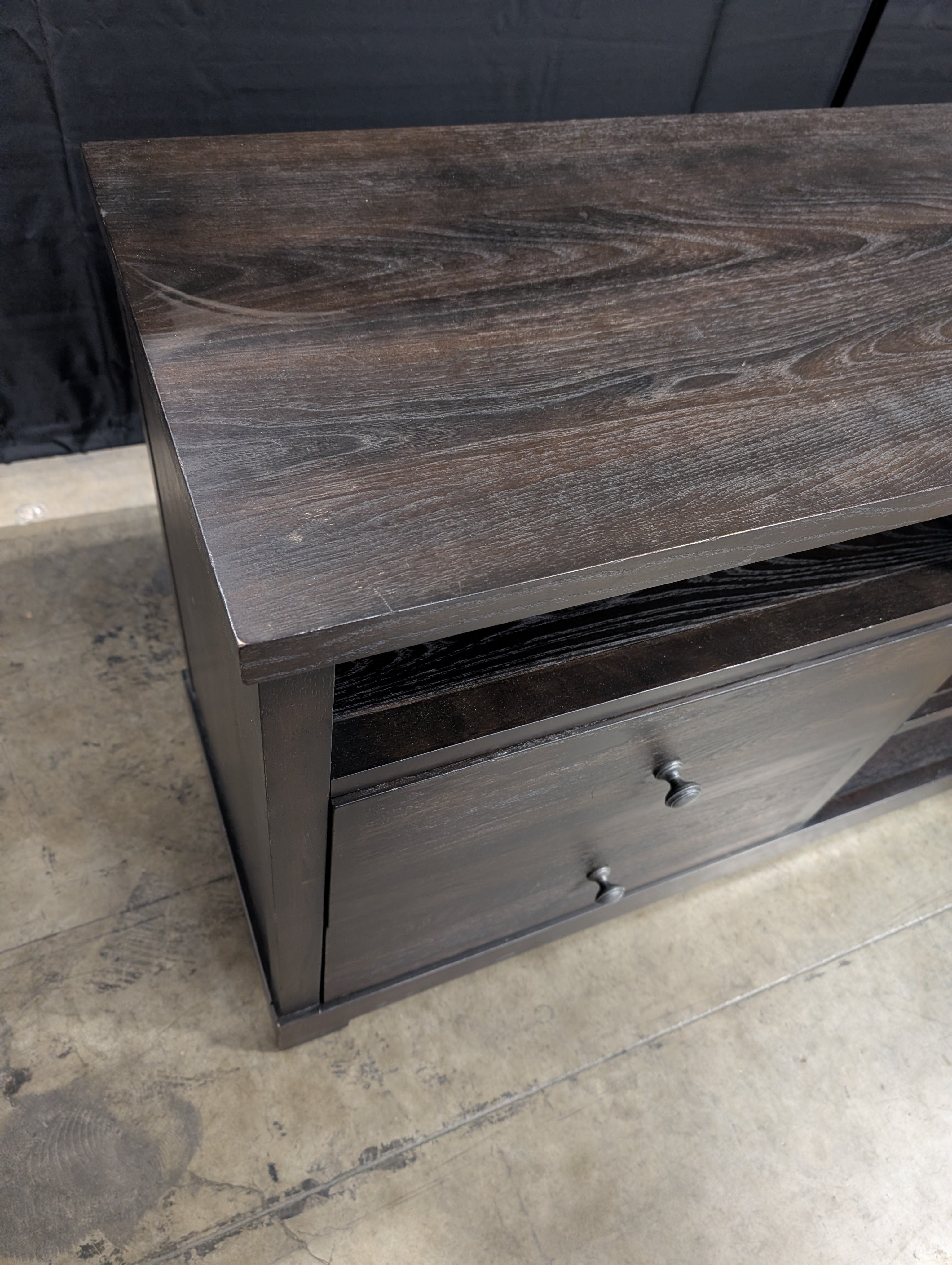 Dark Wood Bassett Media Console with Storage