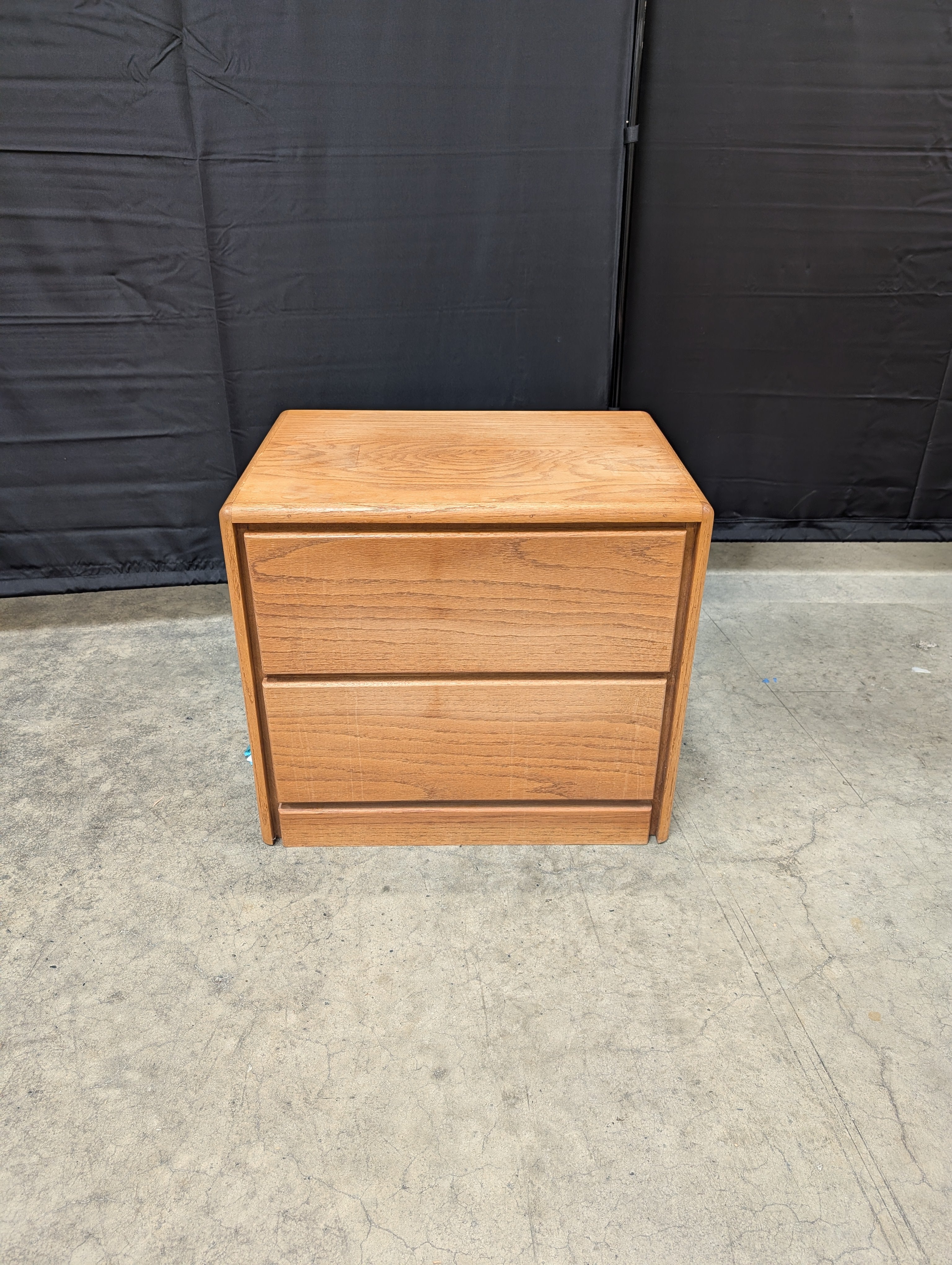 Mid-Century Style Two-Drawer Nightstand in Oak