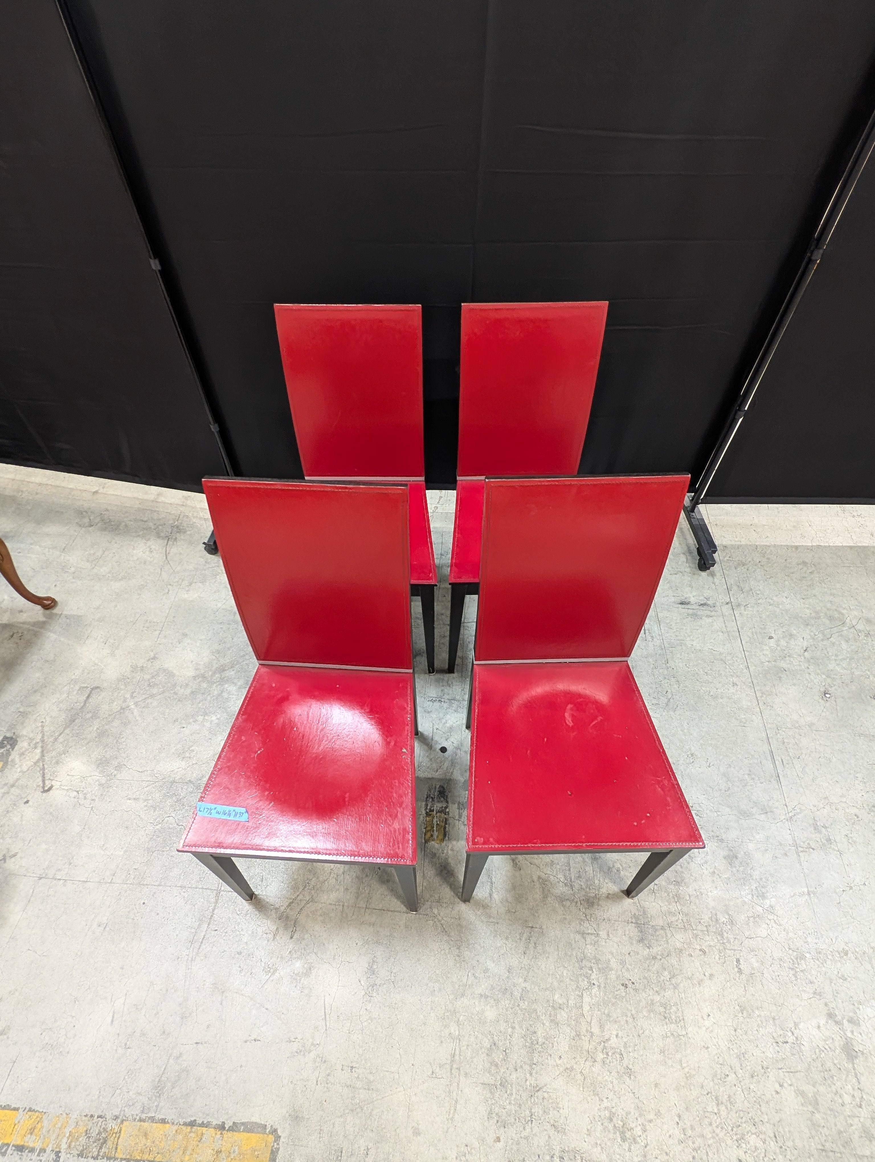 Set of Four Contemporary Red Upholstered Dining Chair