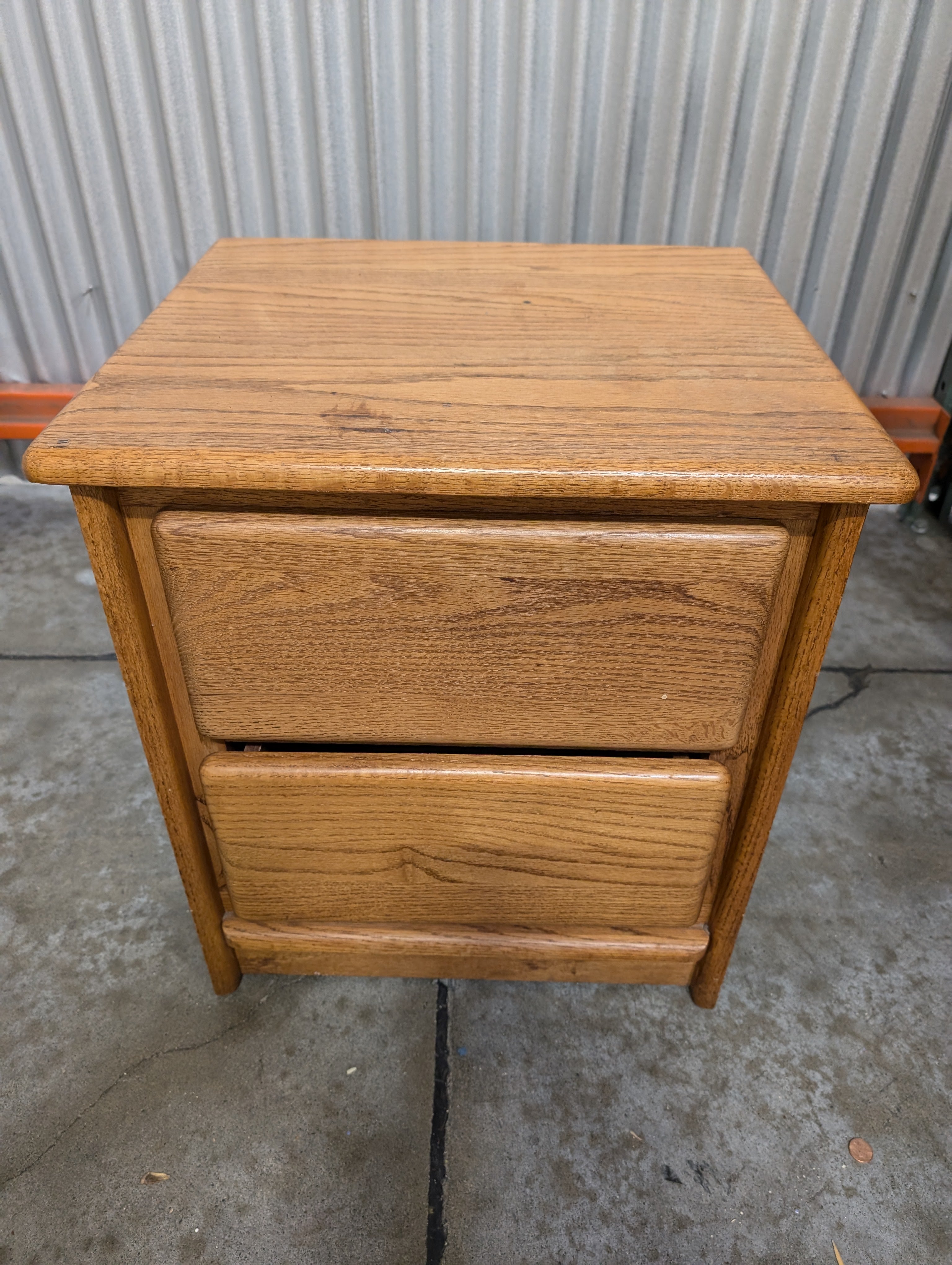 Rustic Oak Two-Drawer Nightstand