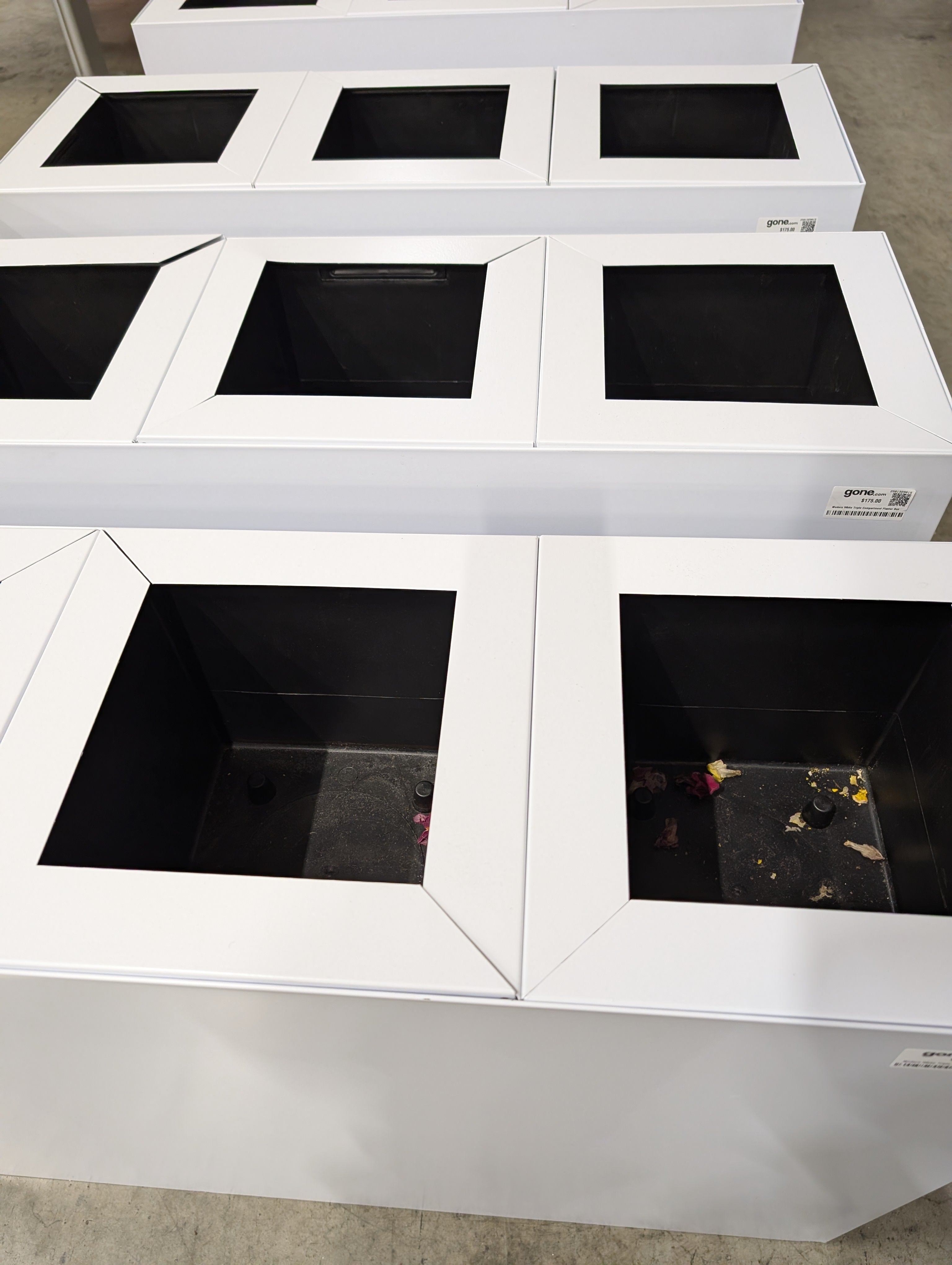 Modern White Triple Compartment Planter Box