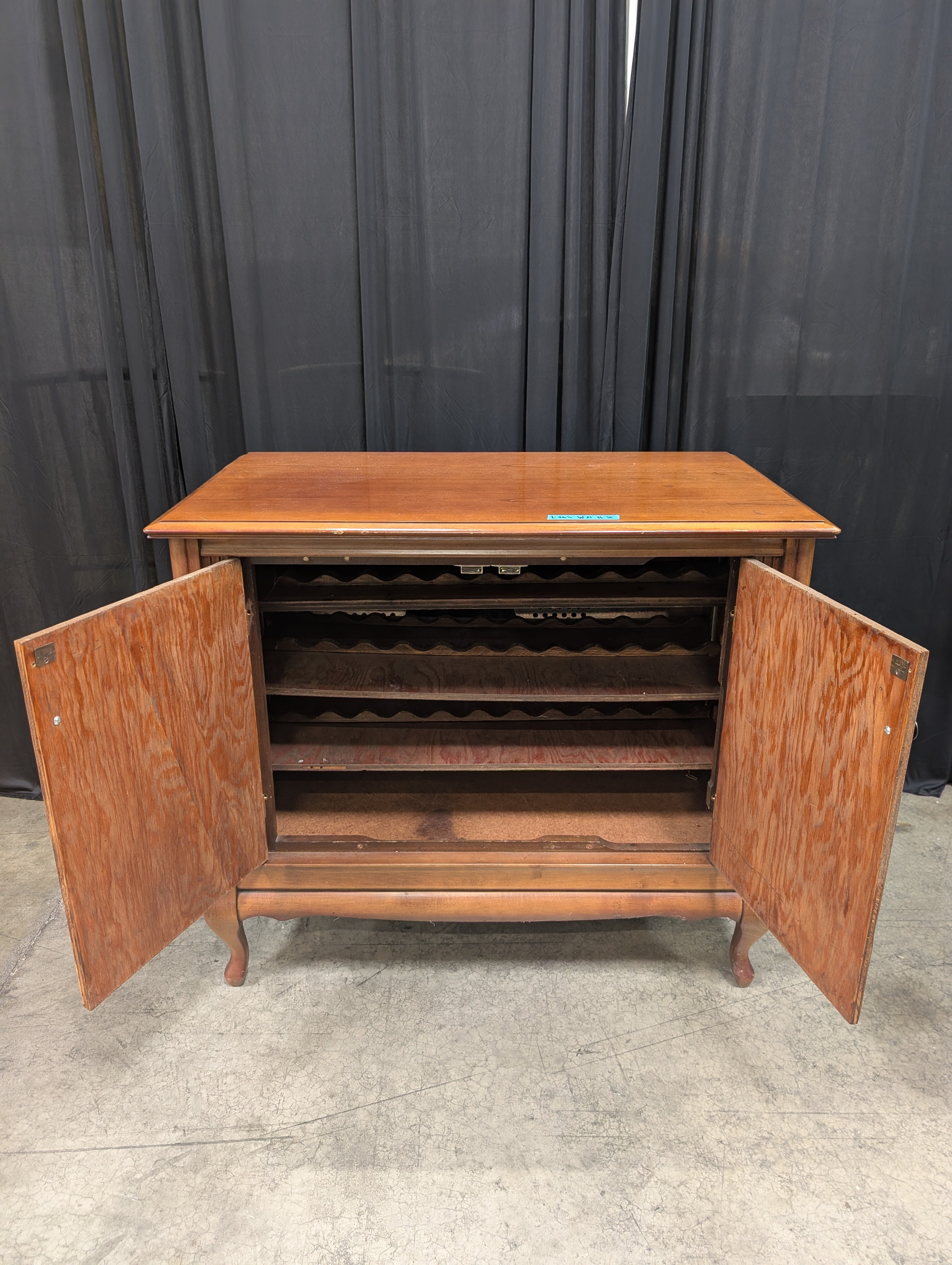 Vintage Reddish Brown Wood Buffet with Cabriole Legs