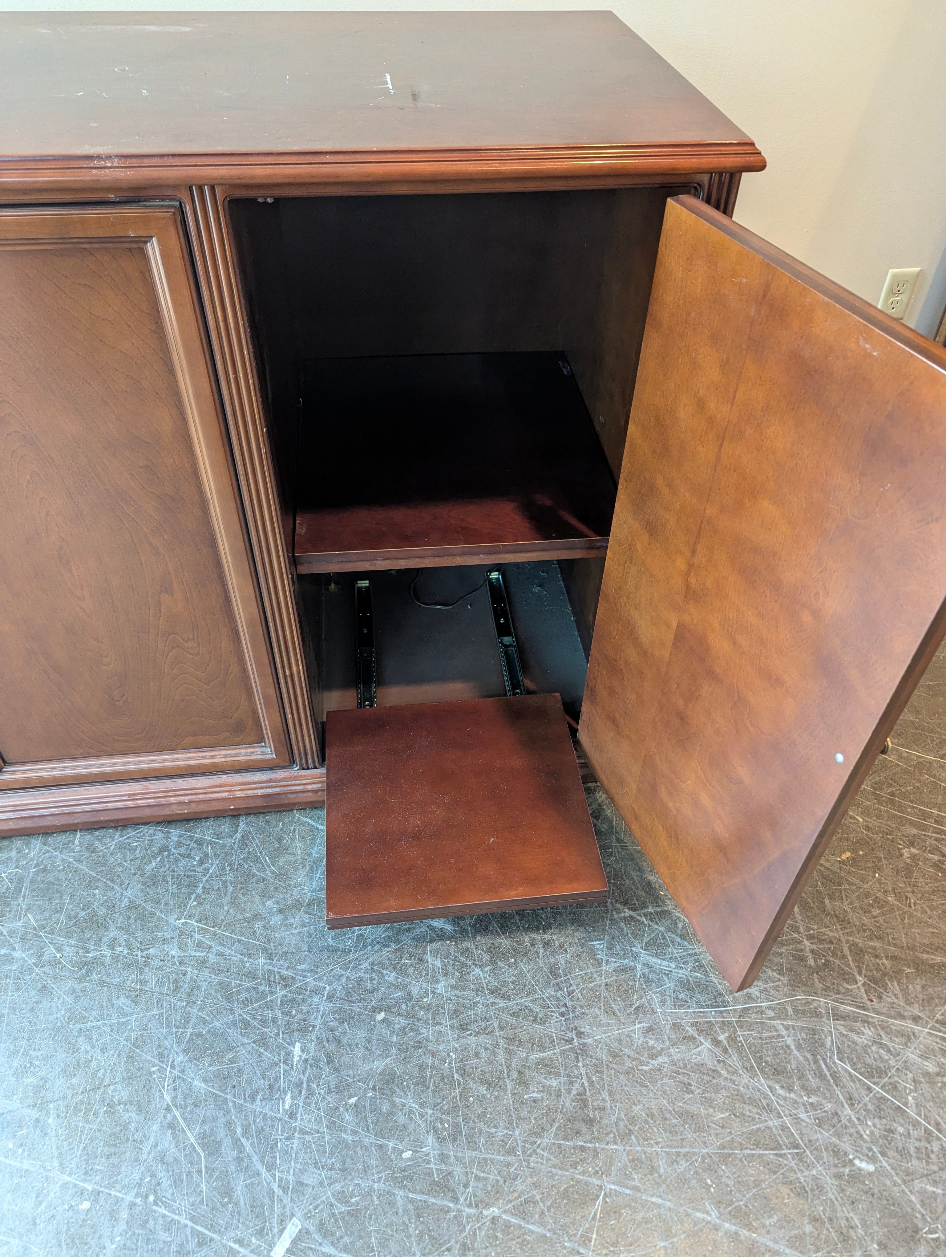Grandwood Inc. Dark Wood Three-Door Sideboard Cabinet