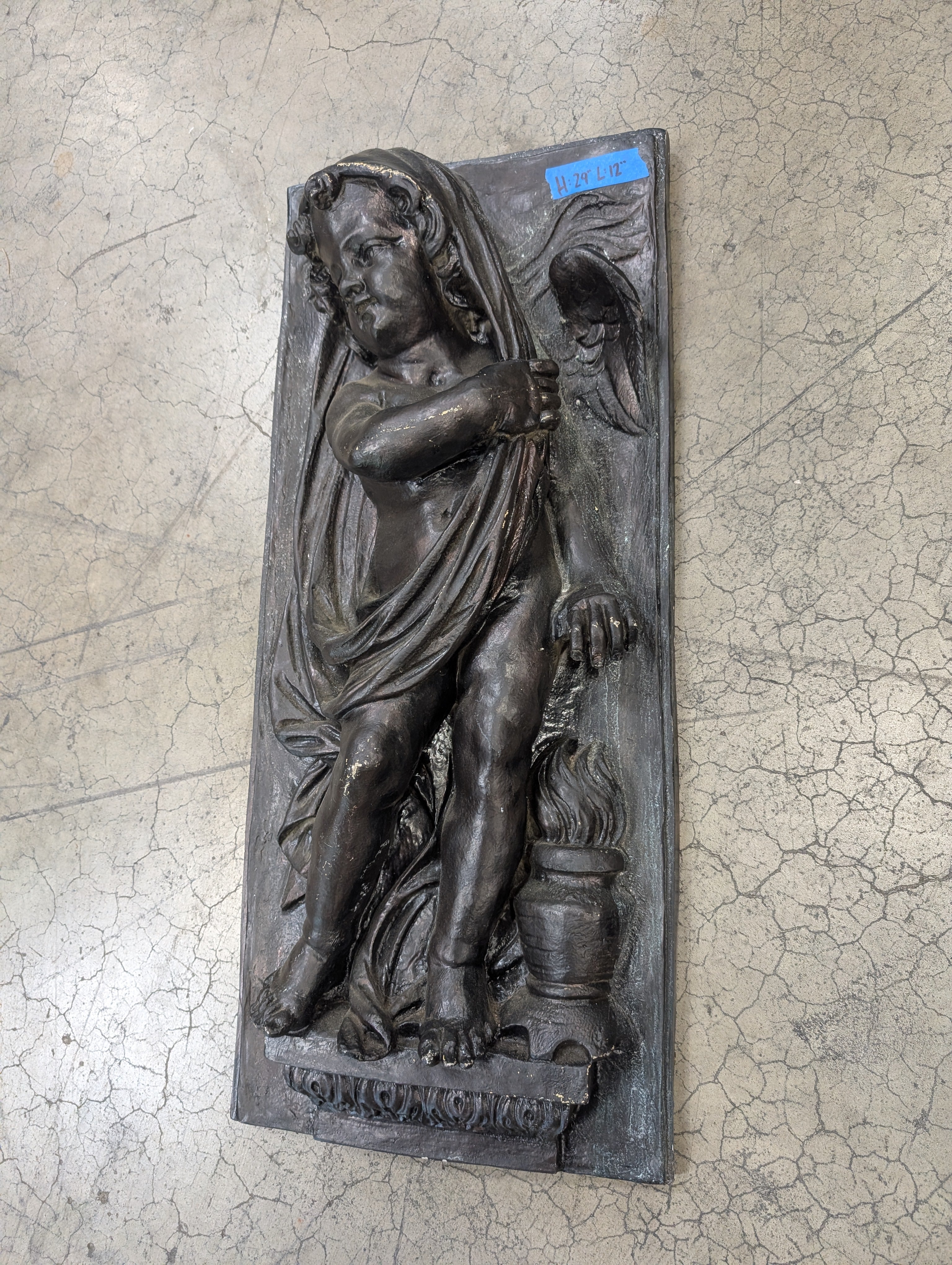 Classical Cherub Relief Plaque in Dark Bronz