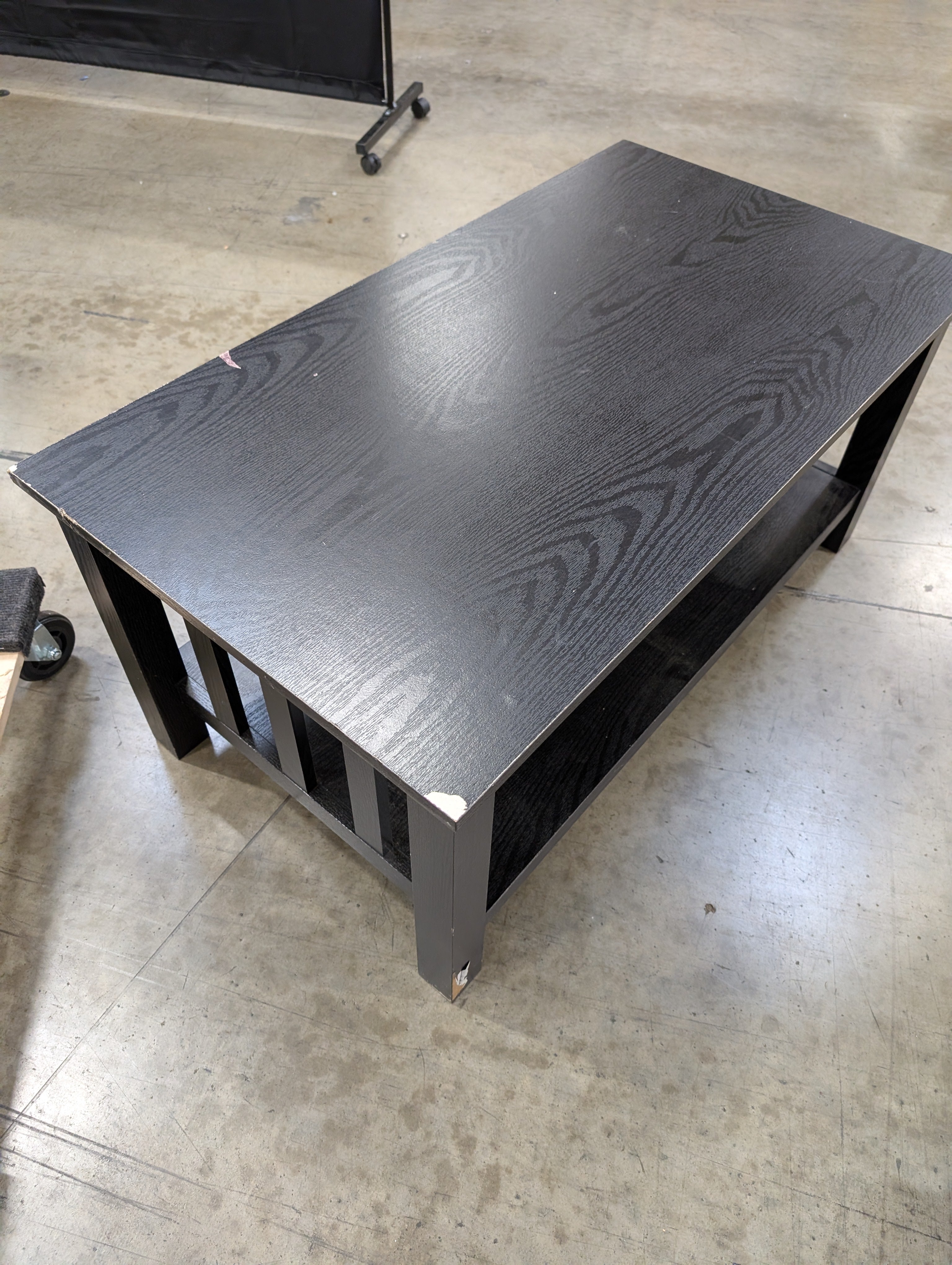 Modern Dark Brown Rectangular Coffee Table with Storage Shelf