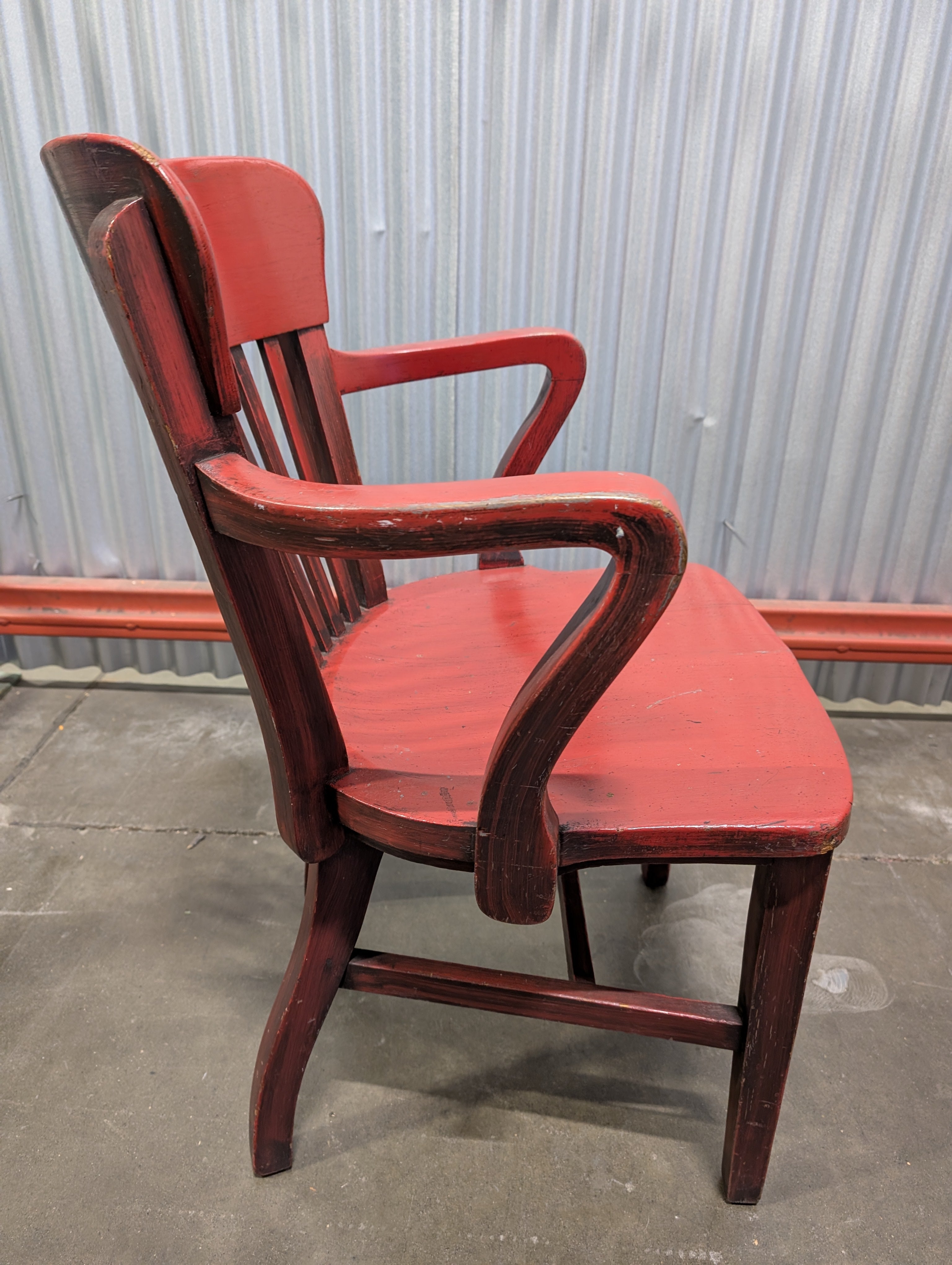 Charming Red Wooden Armchair