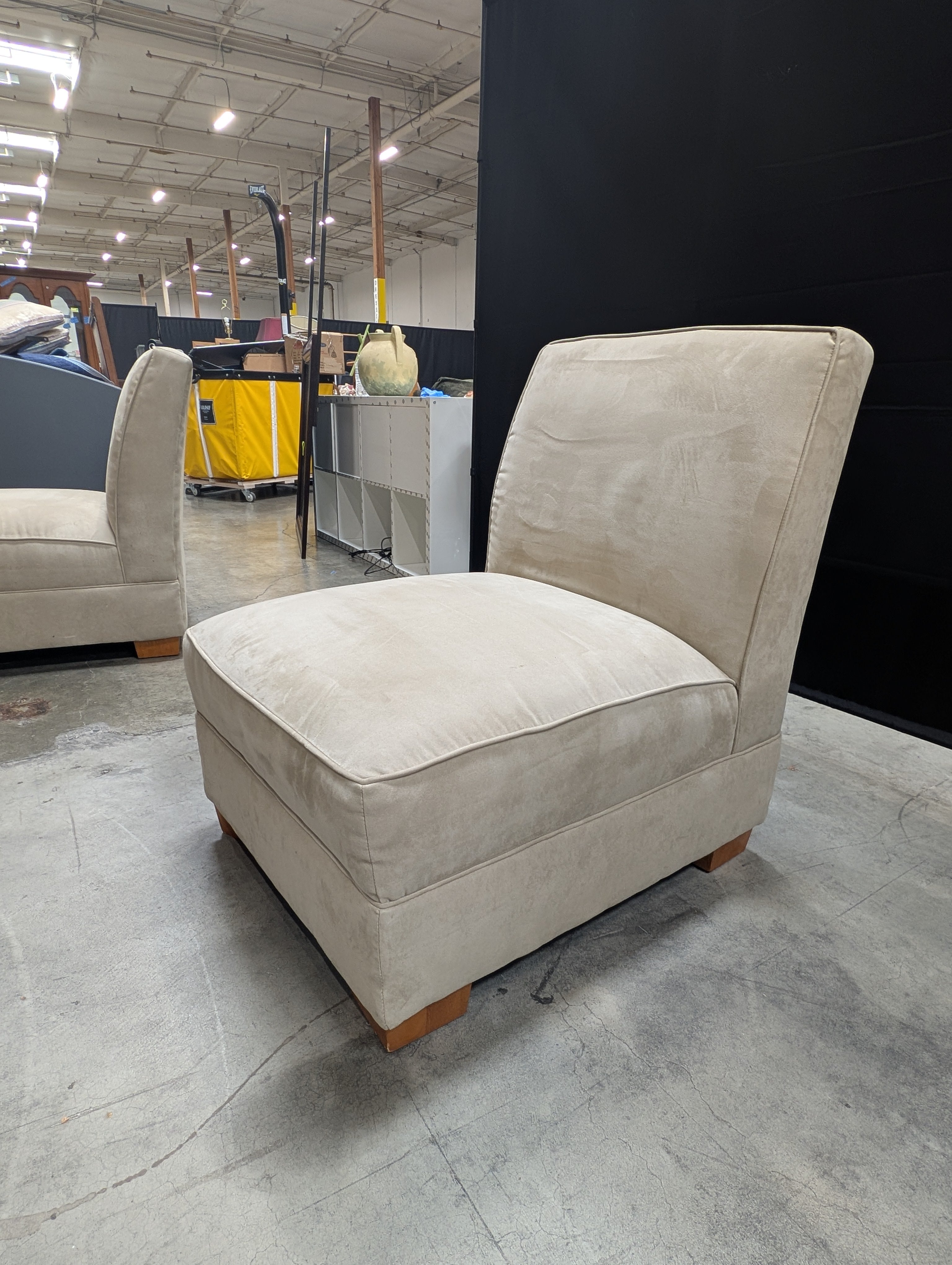 Neutral Upholstered Armless Accent Chairs