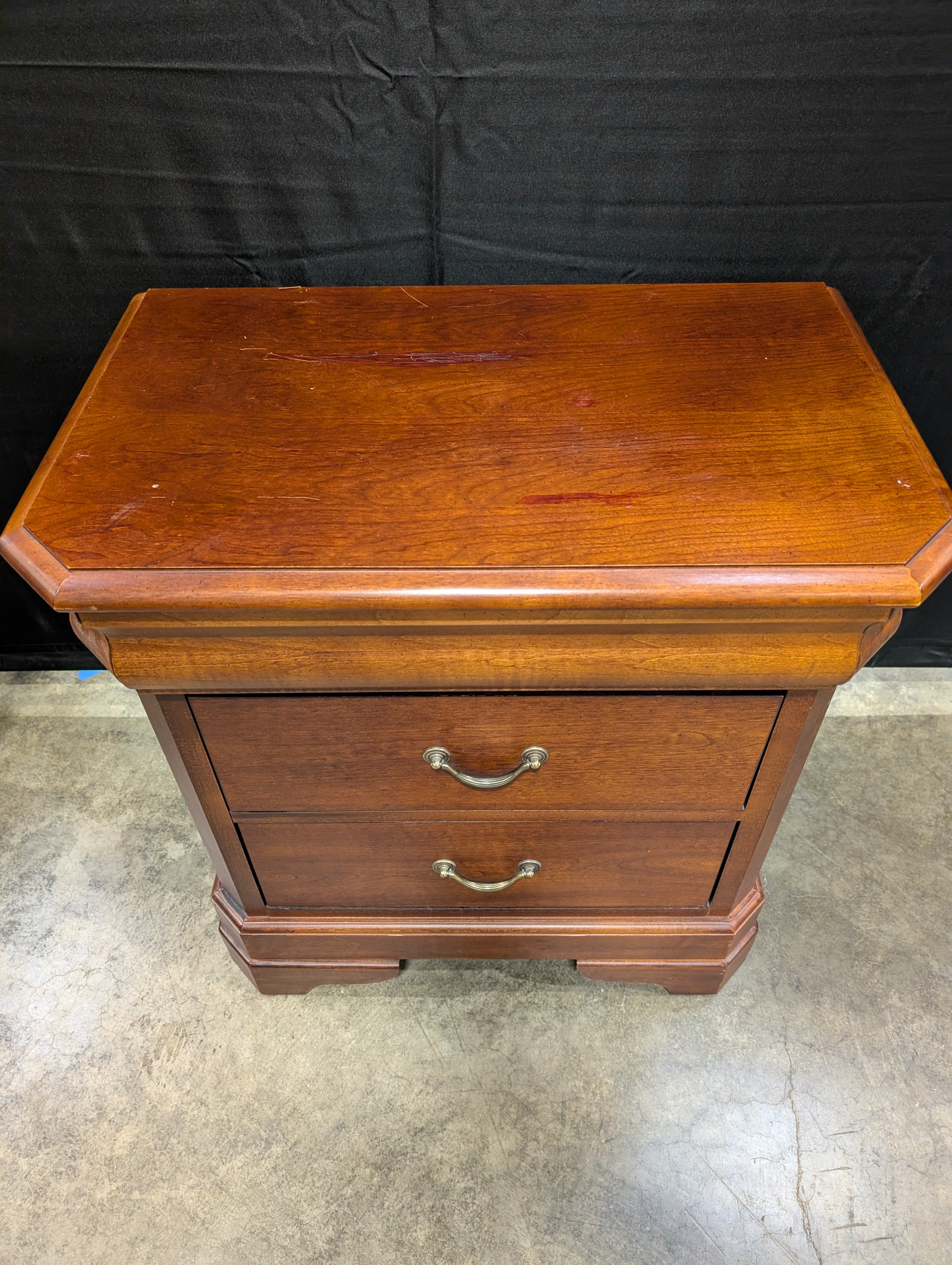 American Drew Cherry Stained Hardwood Two-Drawer Nightstand