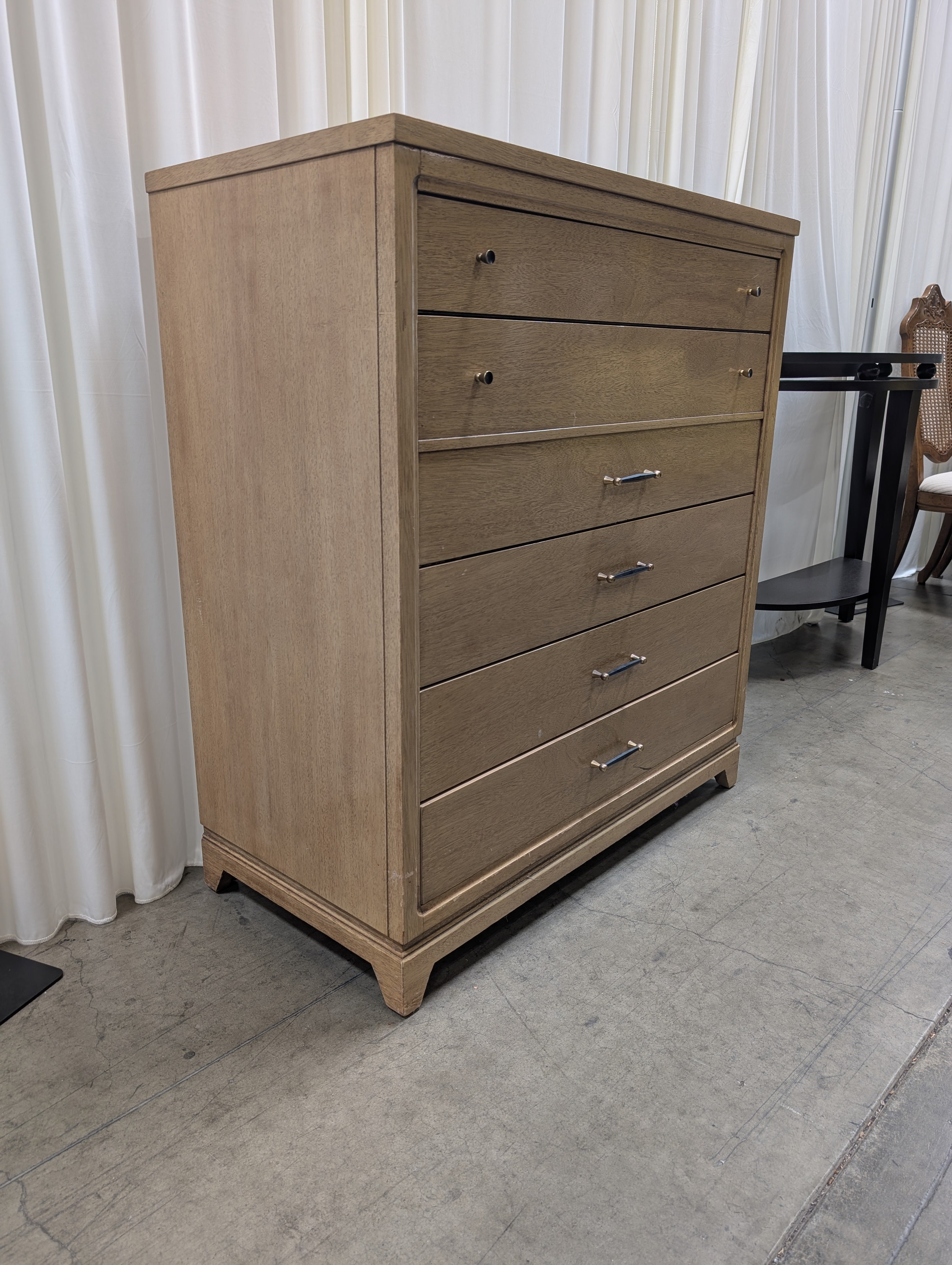 United Furniture Corporation Five Drawer Light Wood Dresser with Mixed Hardware