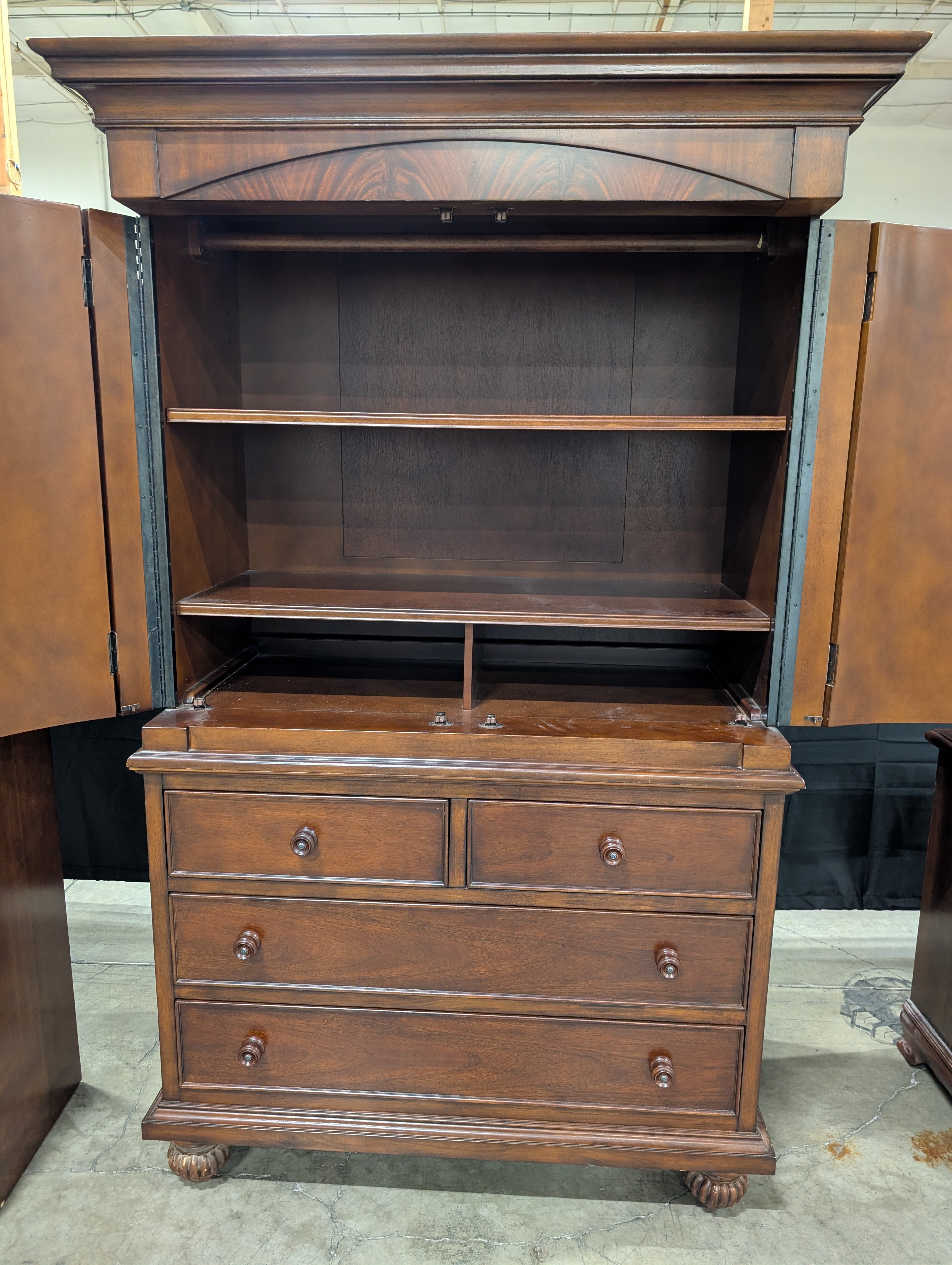 Traditional Dark Hardwood Armoire Dresser Combo