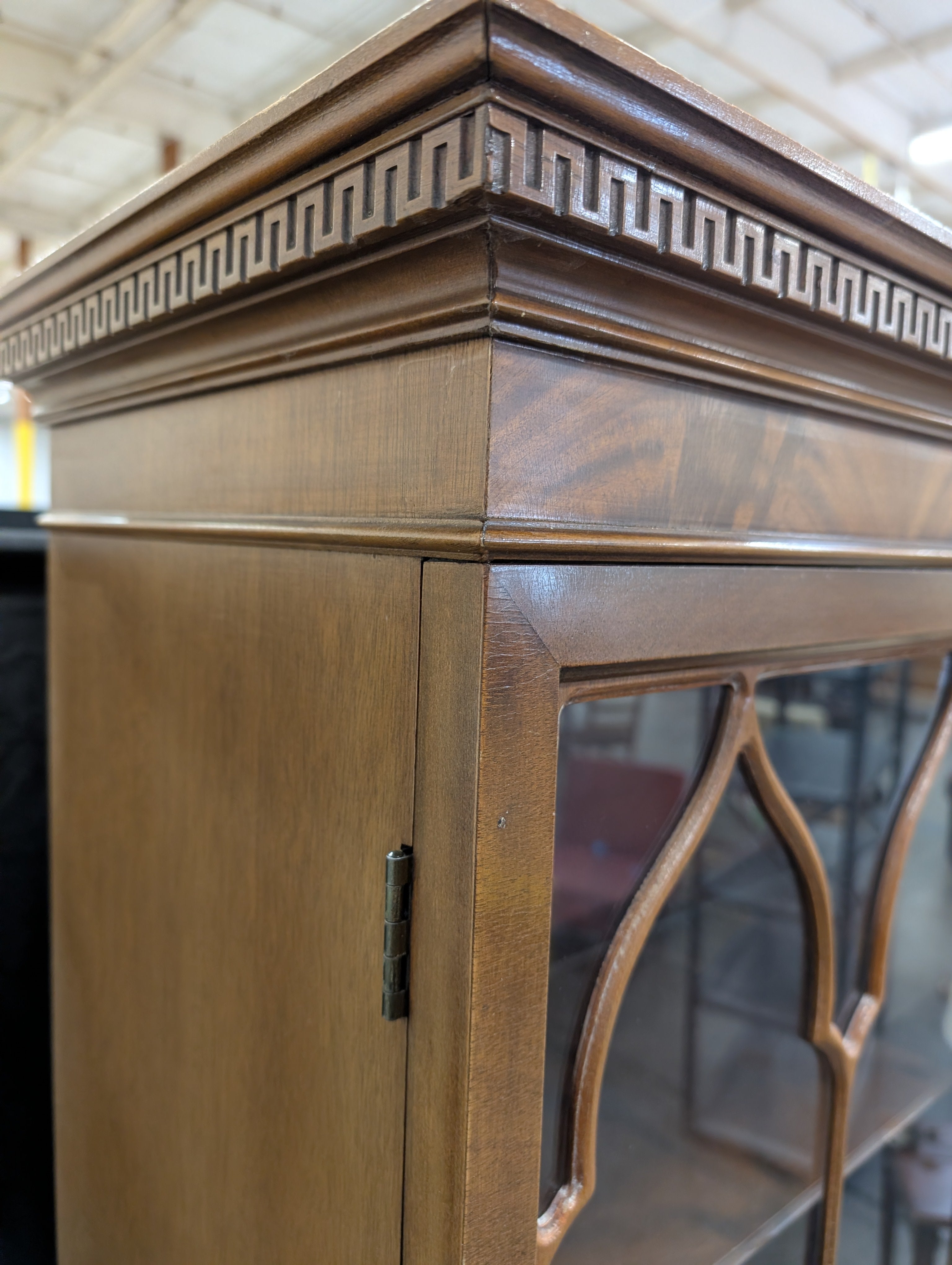 Vintage Display Cabinet with Glass Doors and Drawers