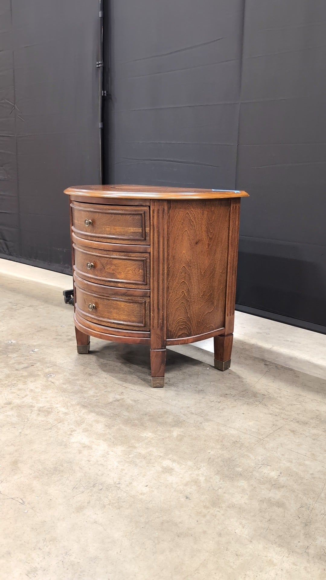 Demi-Lune Wood Accent Chest with Inlay Top