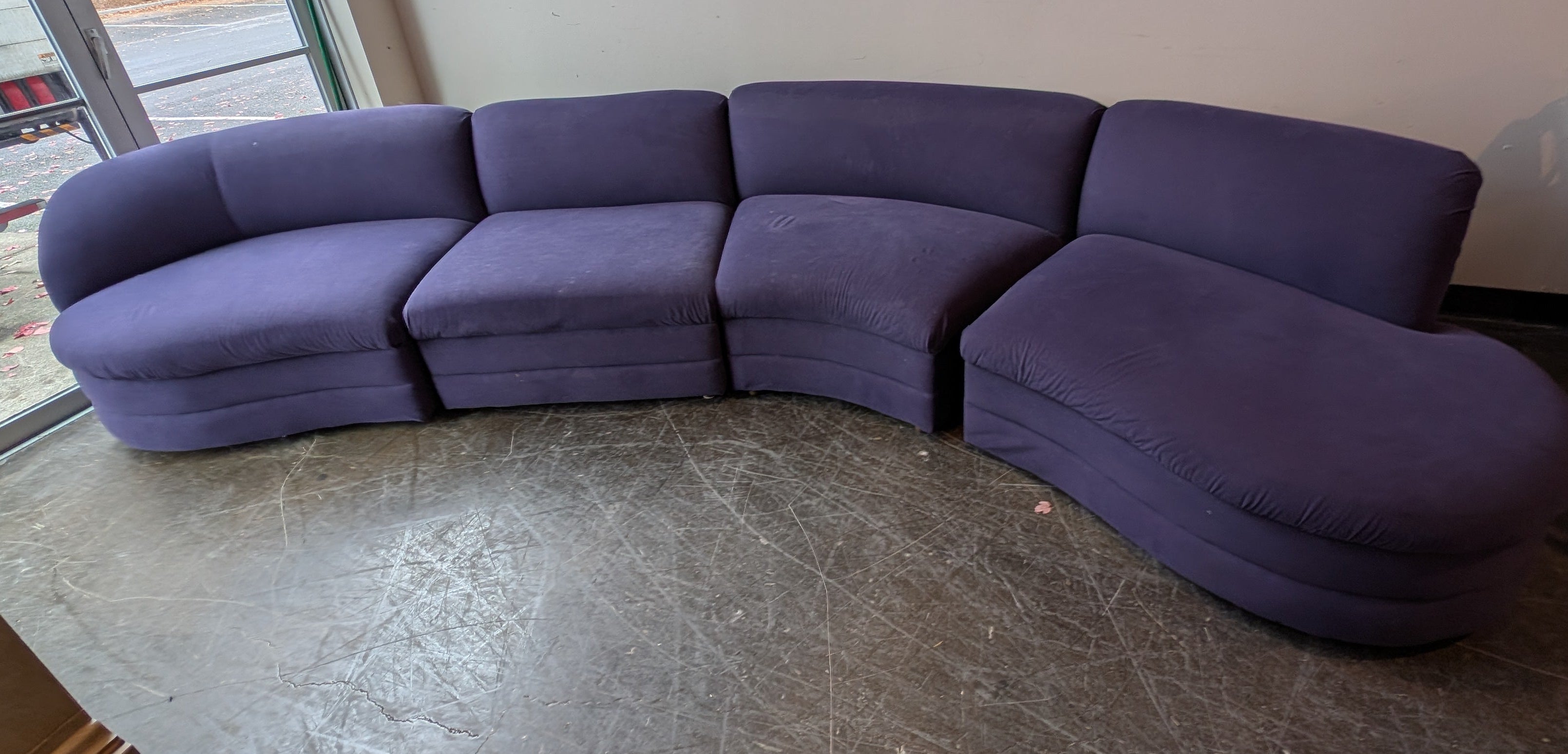 Unique Curved Purple Upholstered Daybed