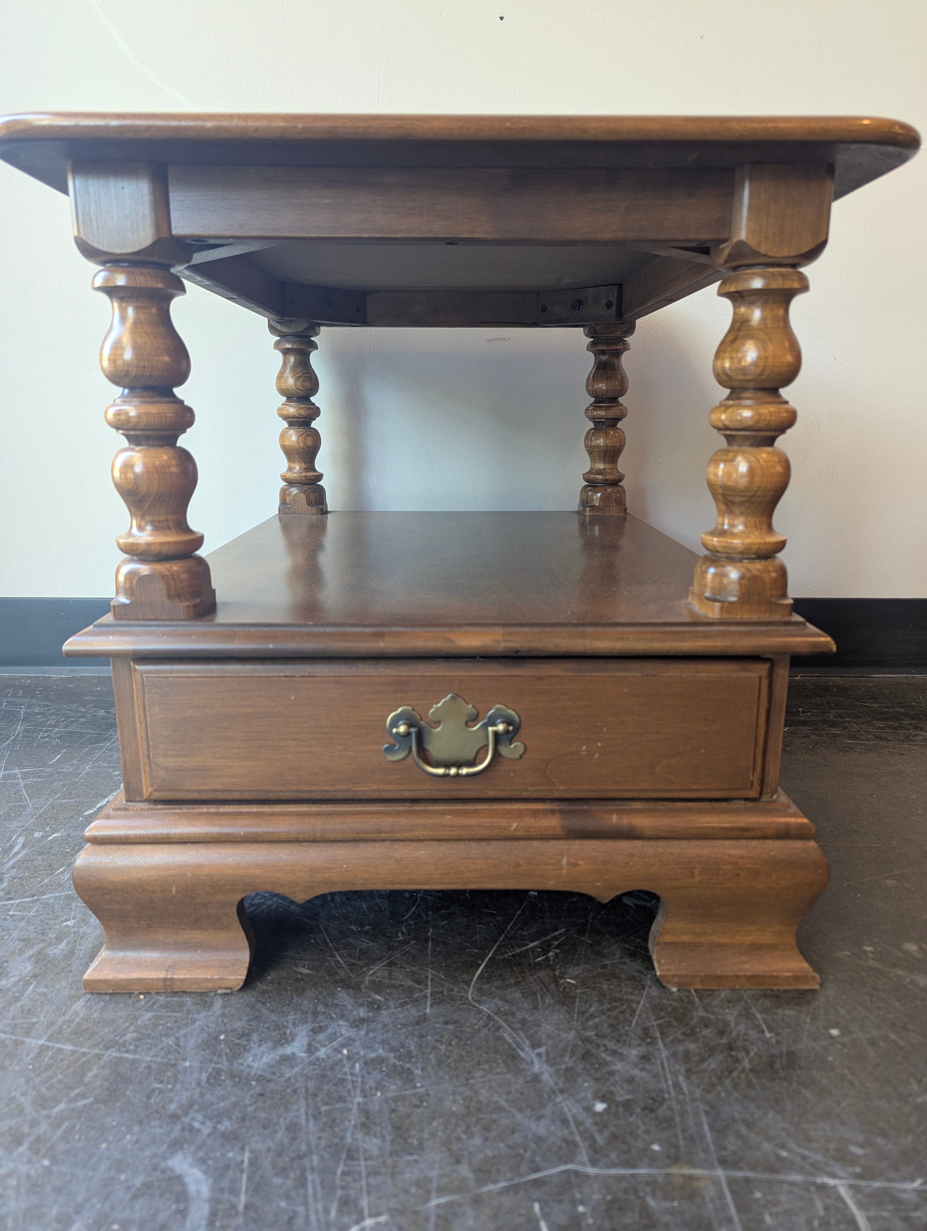 Rustic Hardwood Coffee Table with Turned Legs