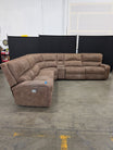 Taupe Faux Suede Reclining Sectional Couch with Console