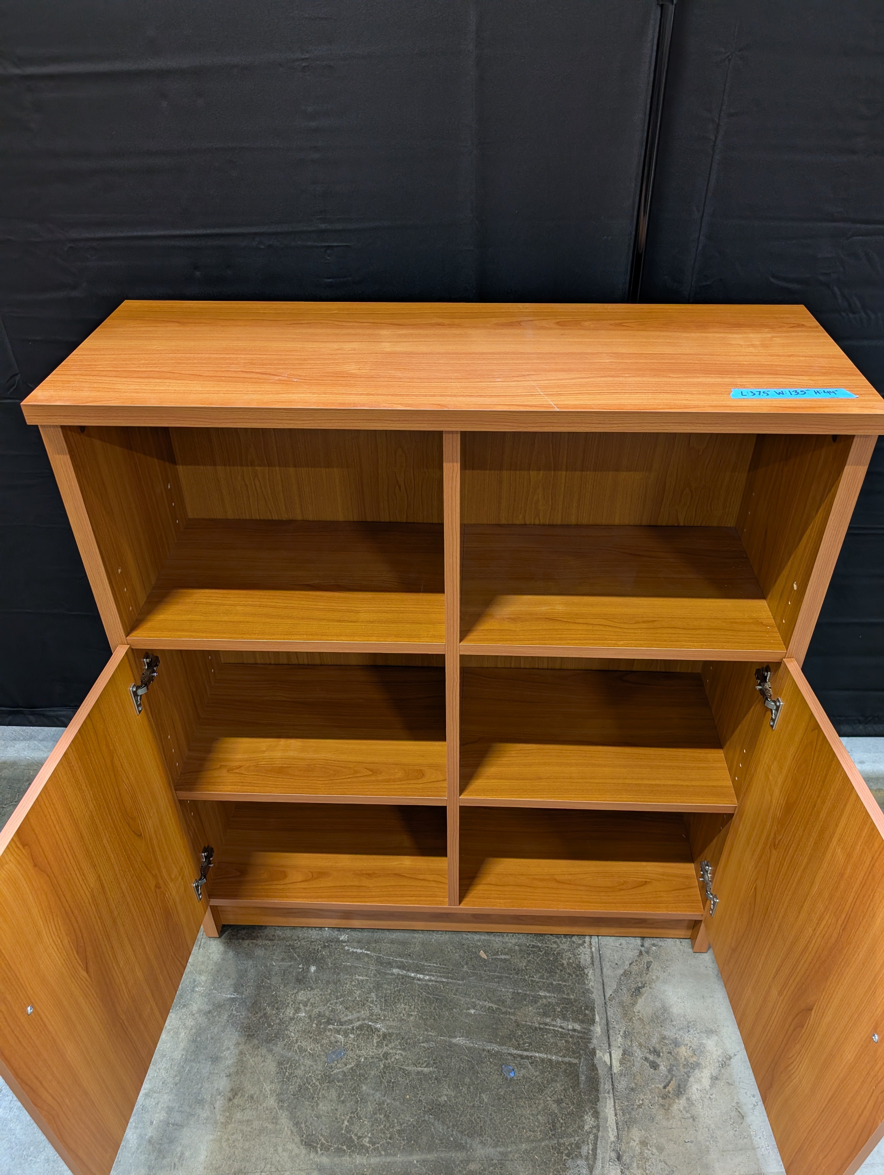 Two-Door Wood Grain Bookcase with Cubbies