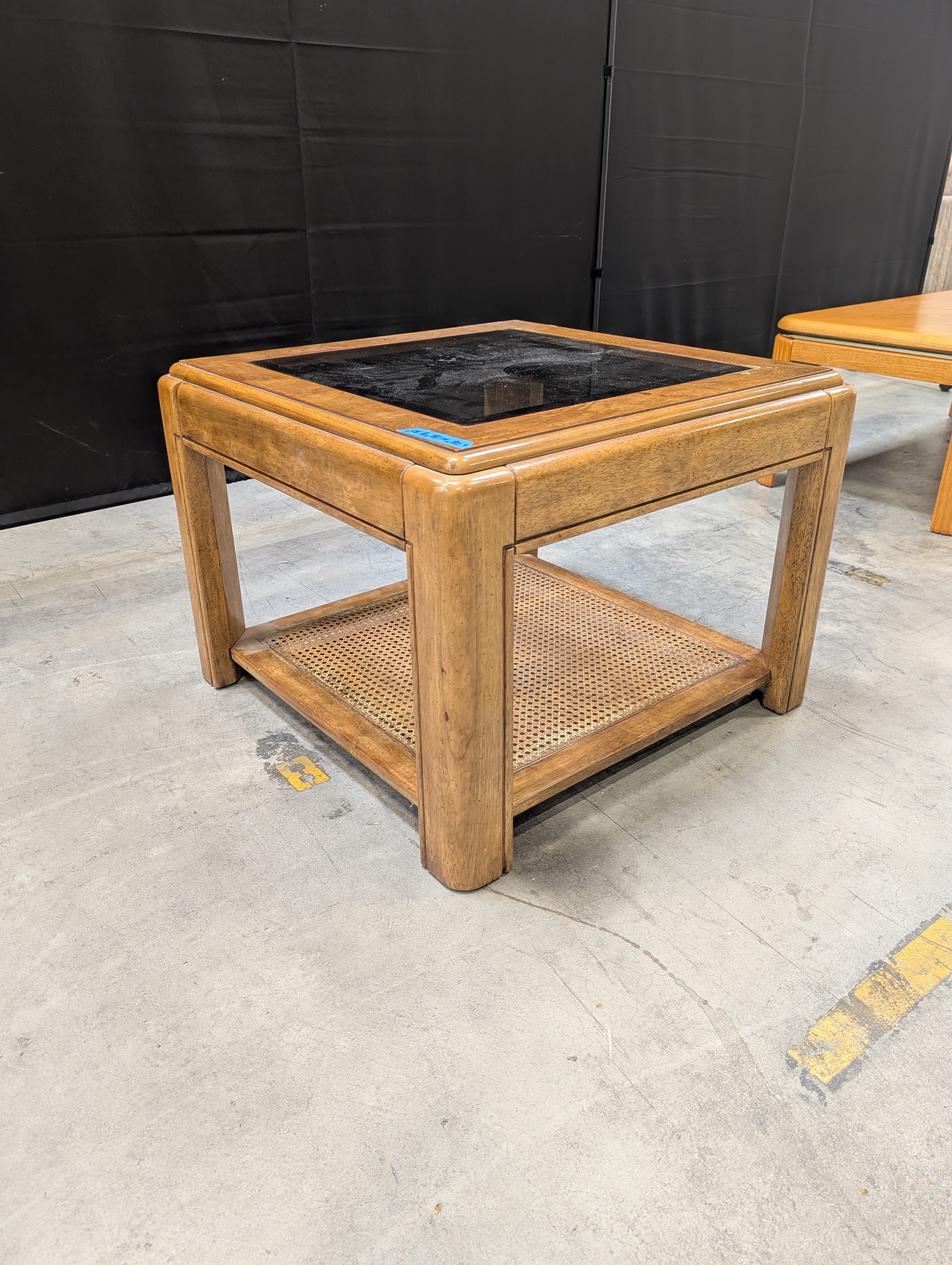 Vintage Style Wood and Glass Square Accent Table
