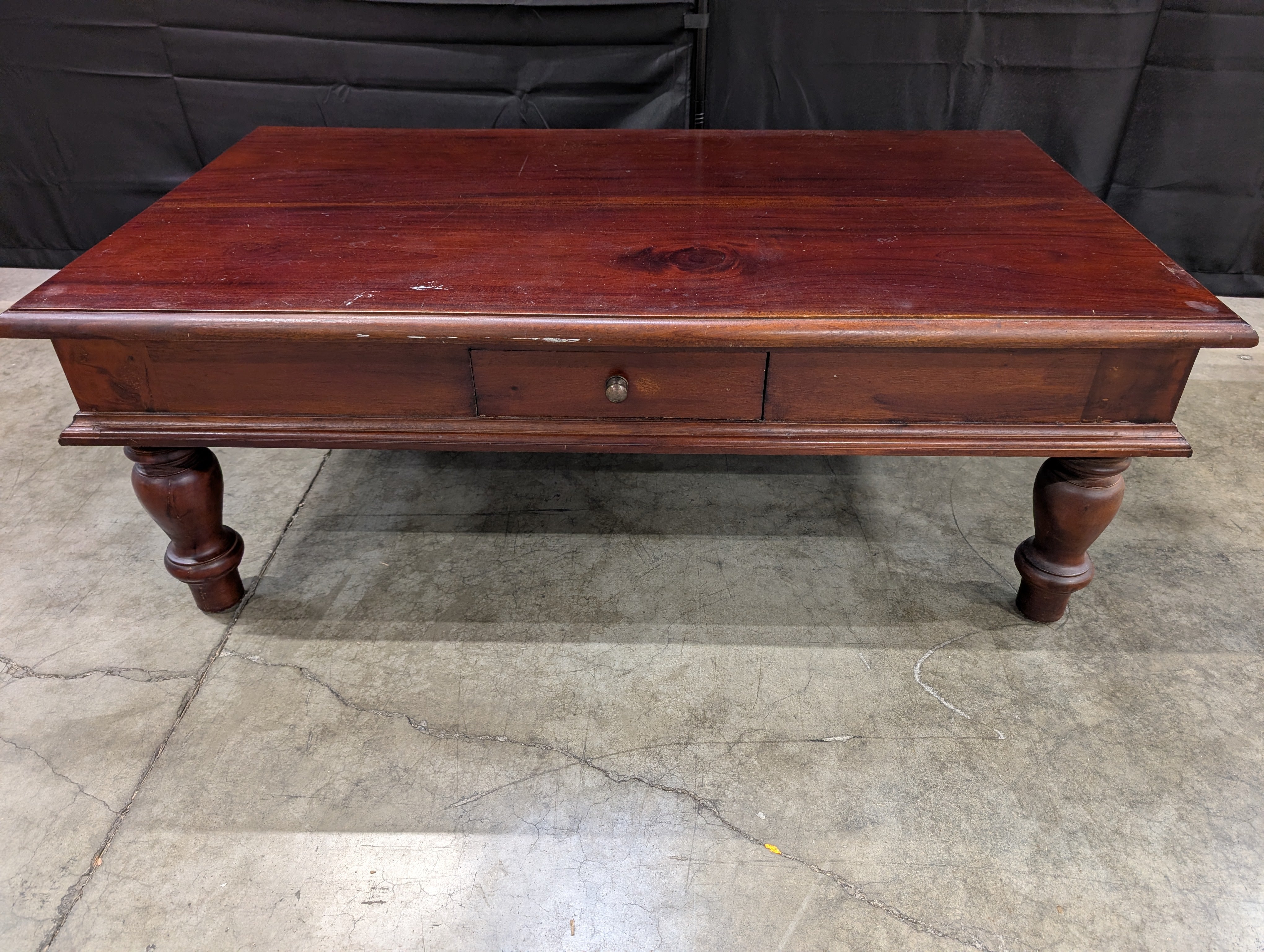 Classic Dark Stained Wood Rectangular Coffee Table
