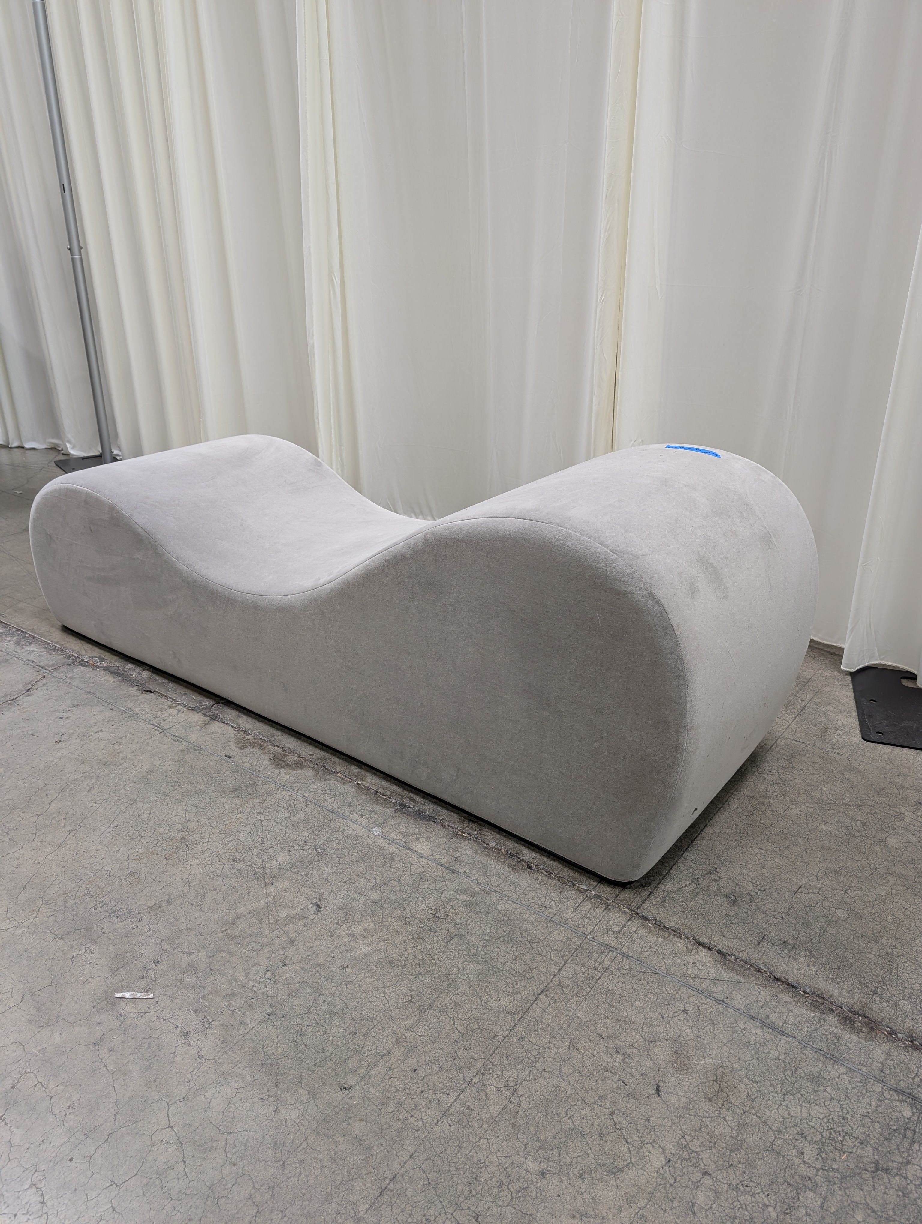 Light Beige Upholstered Curved Sofa