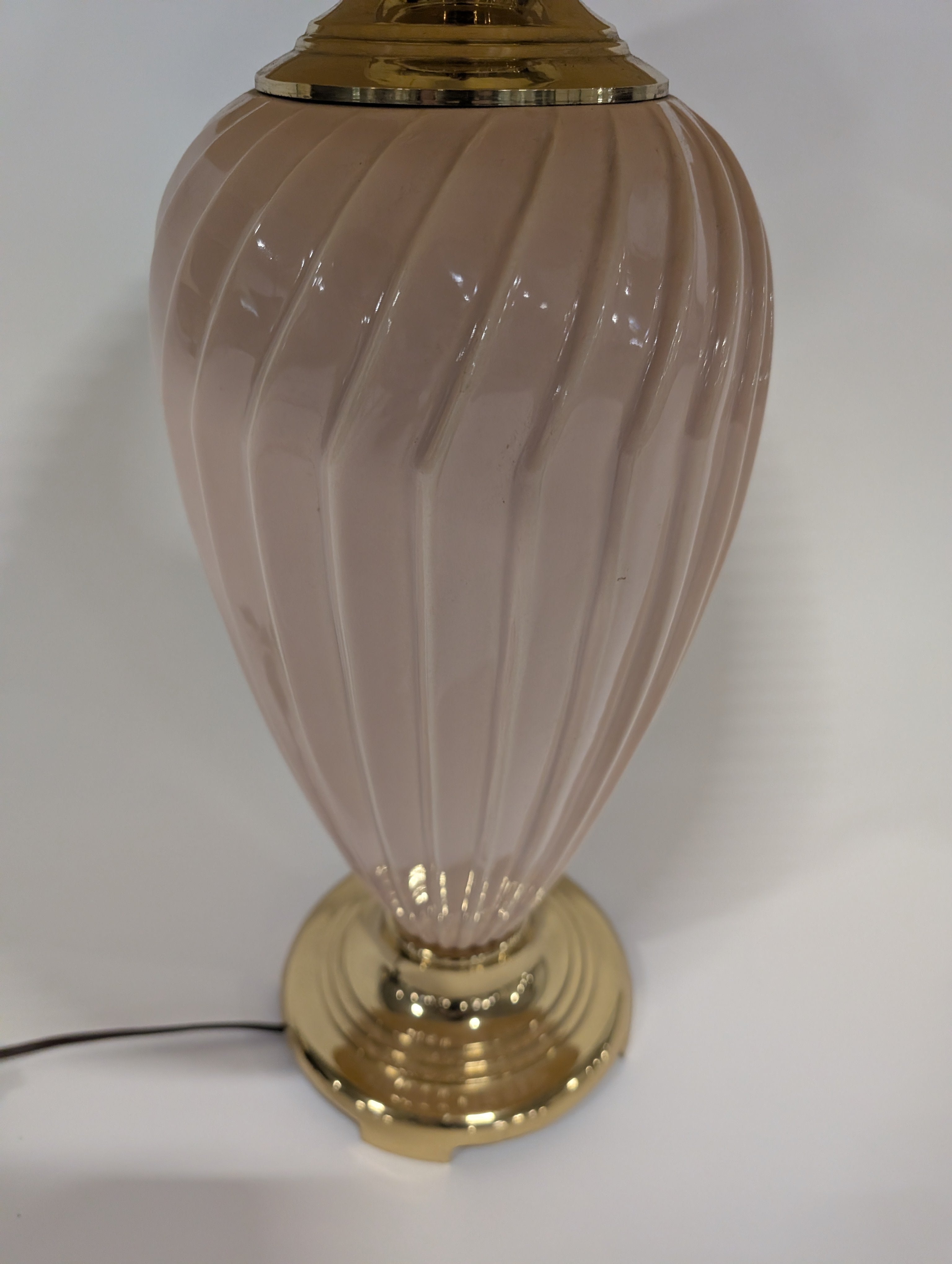 Vintage Style Pleated Shade Table Lamp with Pink Ceramic Glass Base