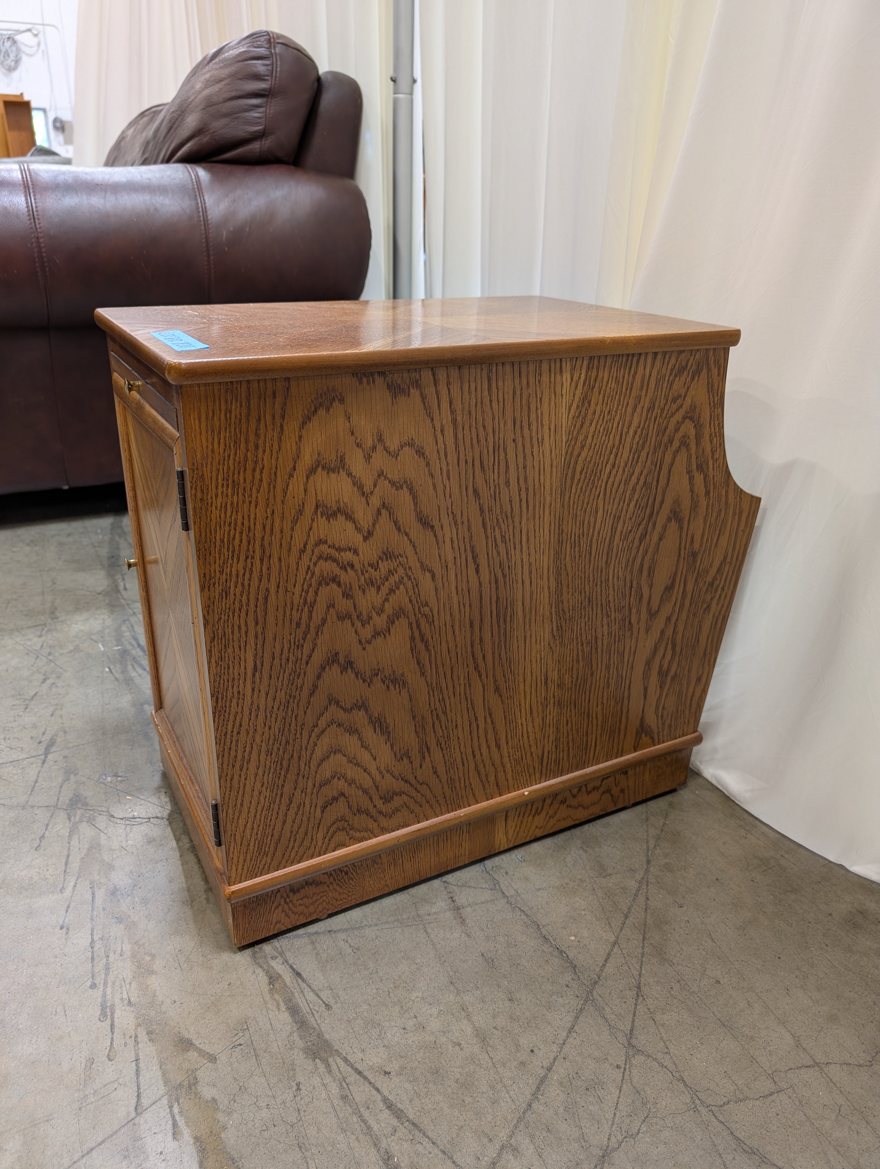 Brown Hardwood End Table with Magazine Rack
