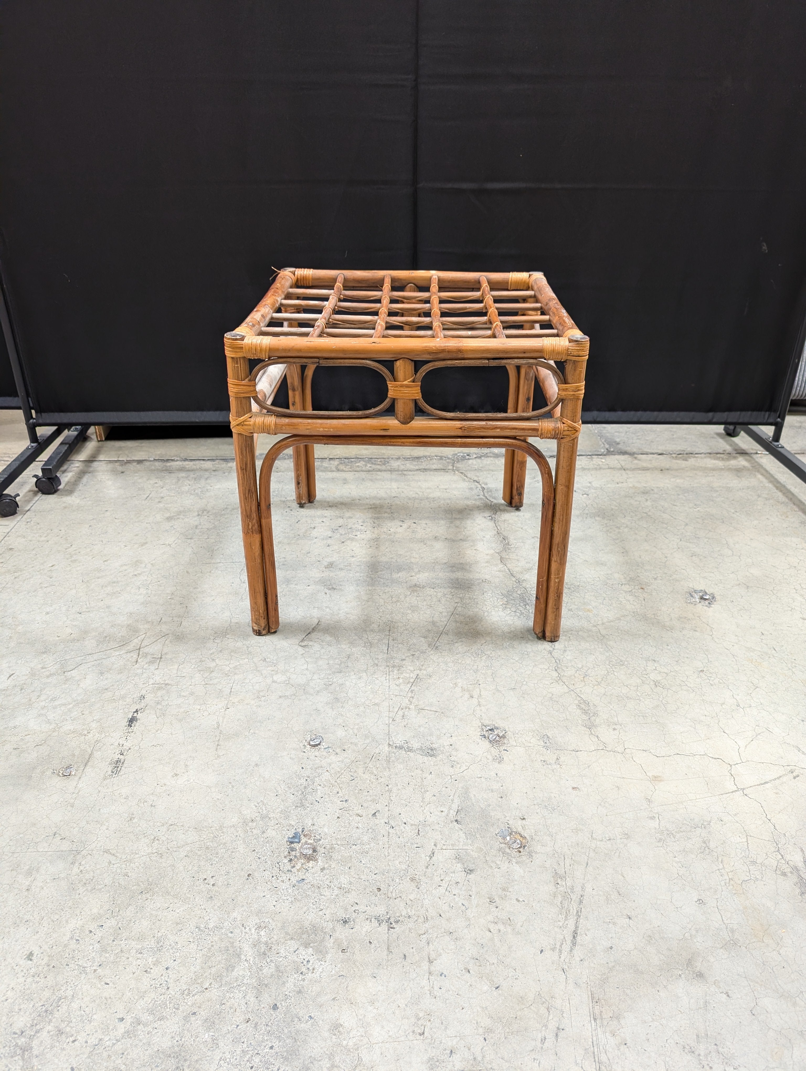 Square Rattan and Bamboo Side Table