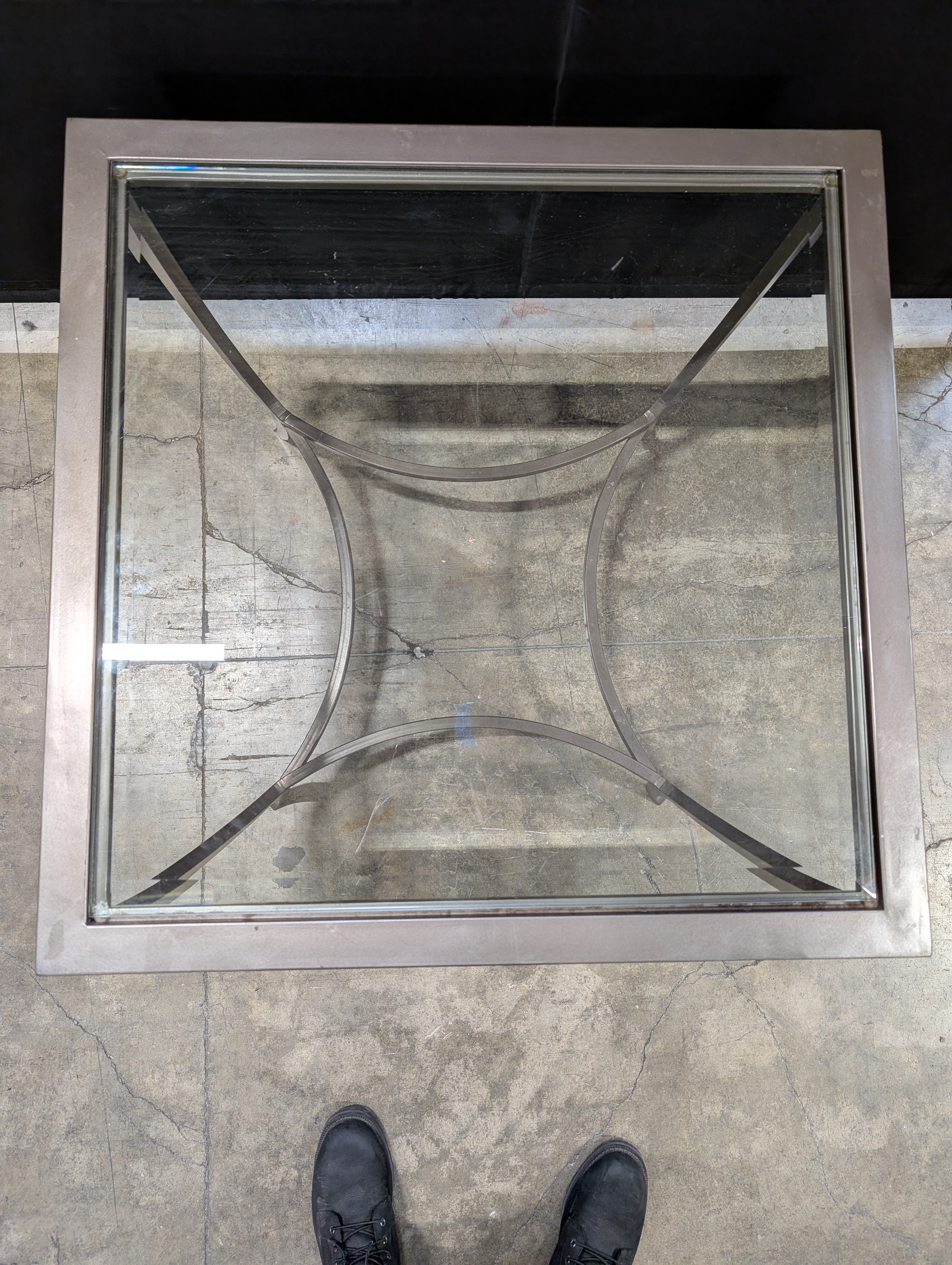 Square Glass Top Bronze Finish End Table