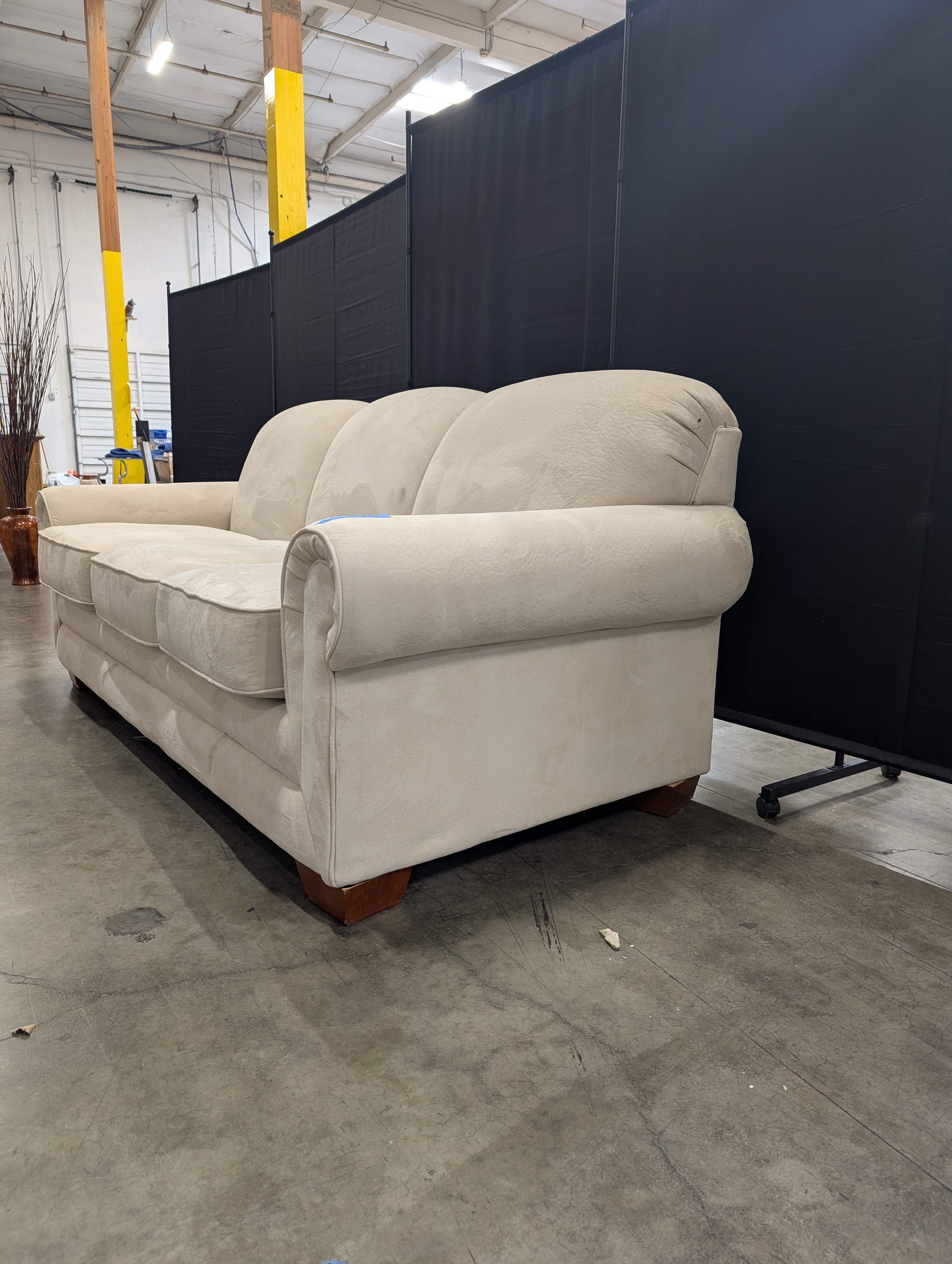 Cream Rolled Arm LaZboy Three-Cushion Couch