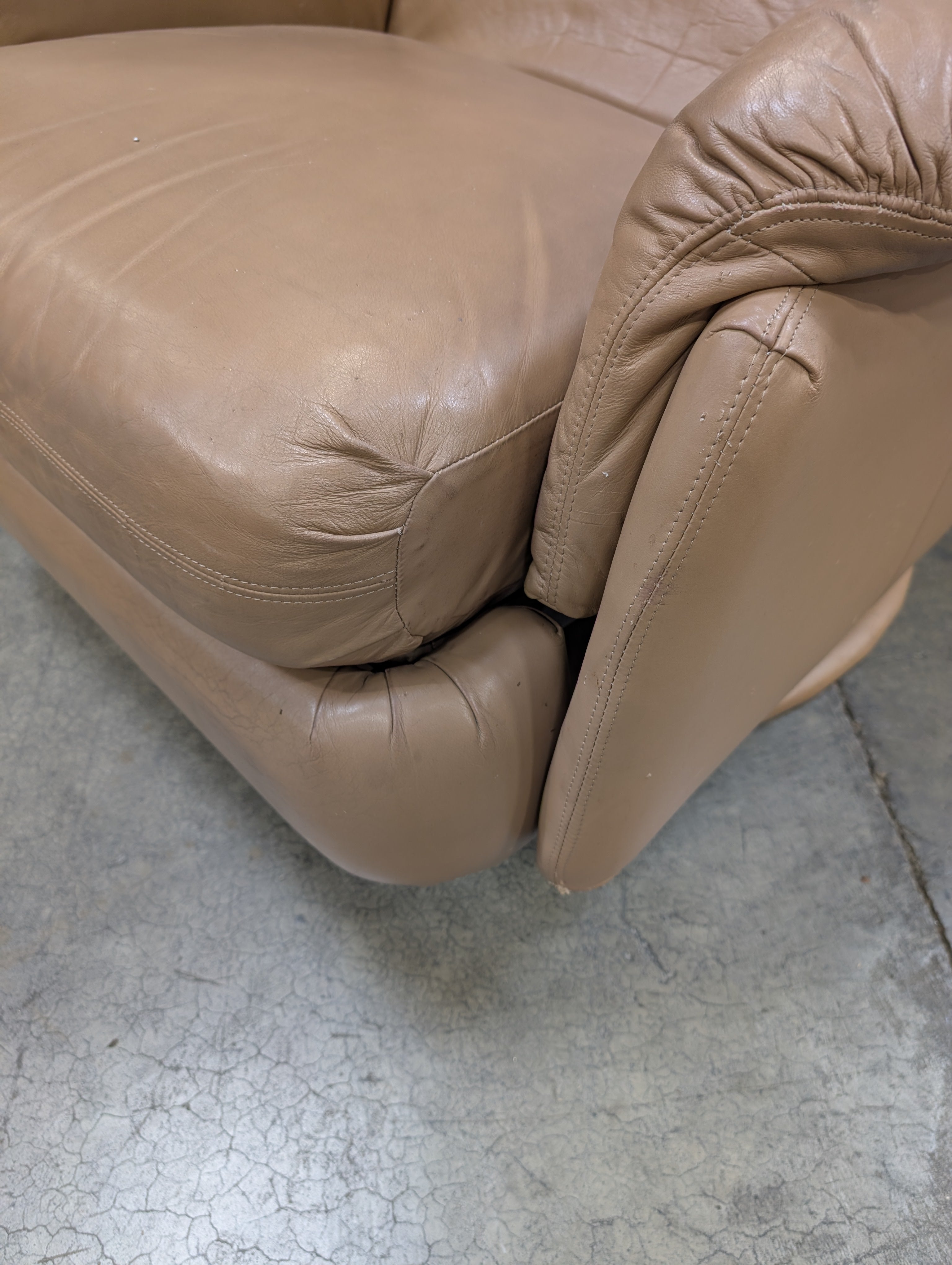 Used Plush Tan Upholstered Recliner Chair