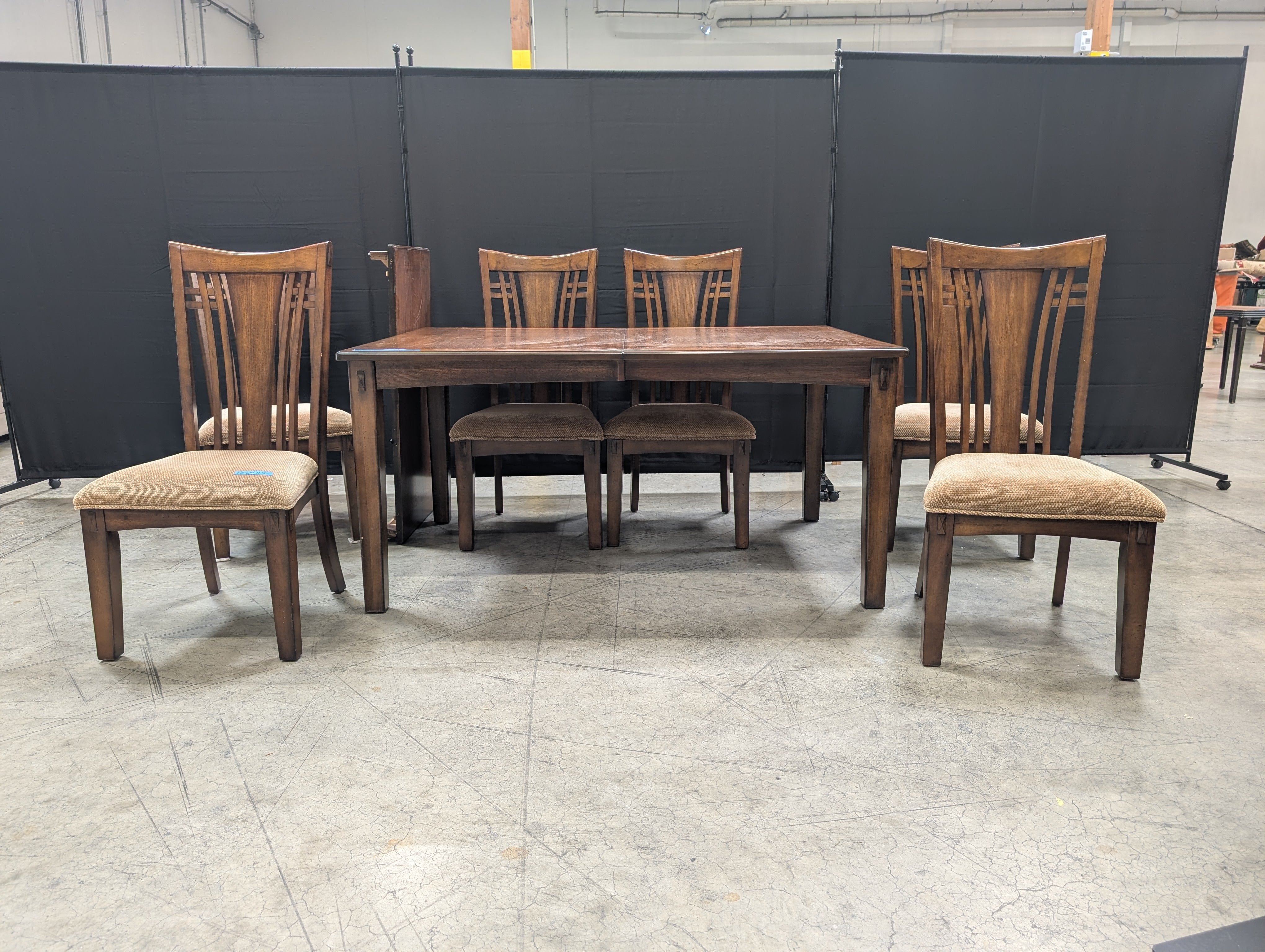 Rectangular Wood Dining Table and Six Chairs in Dark Stain Dining Set