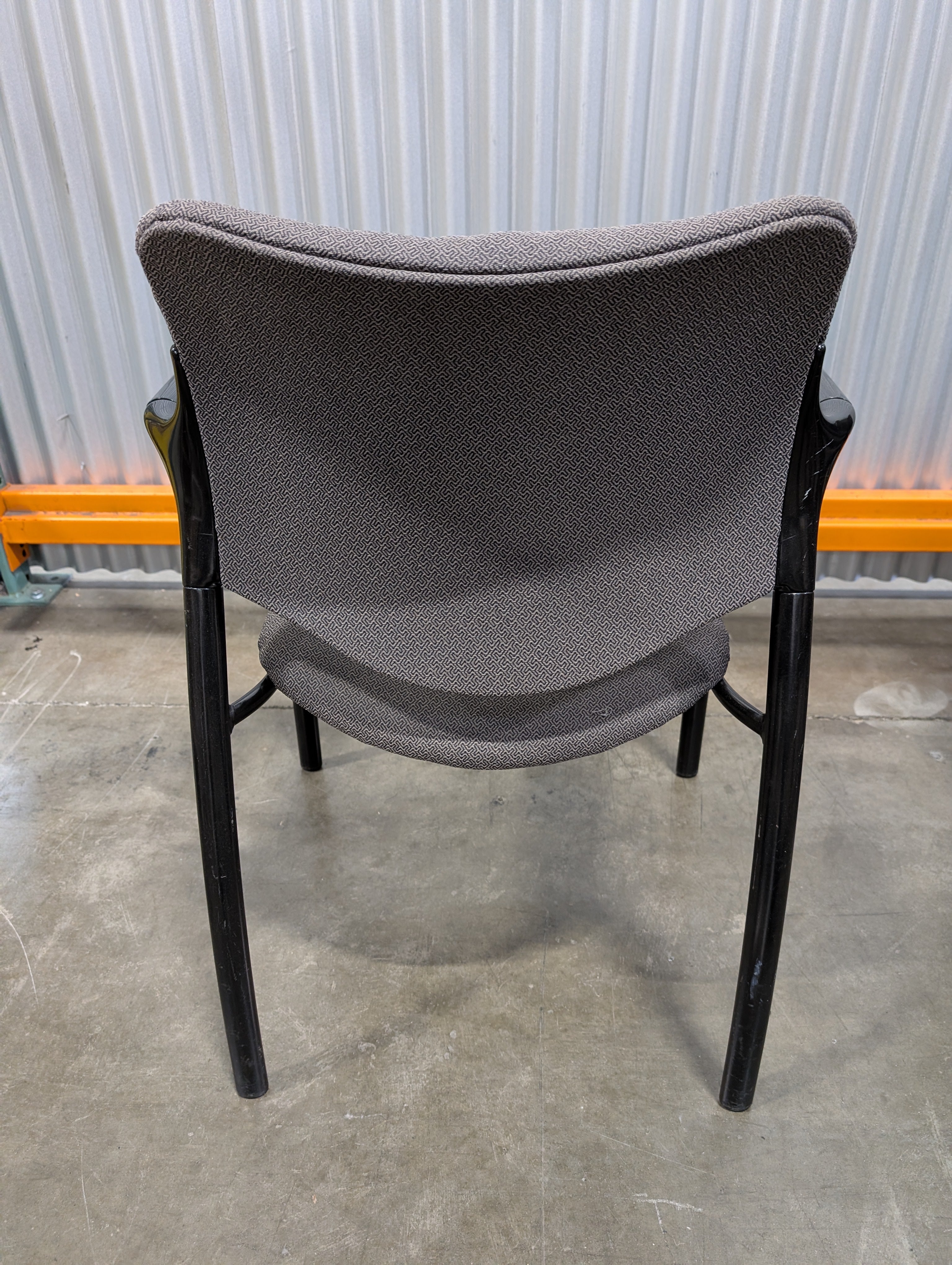 Modern Gray Fabric Chair with Black Metal Frame