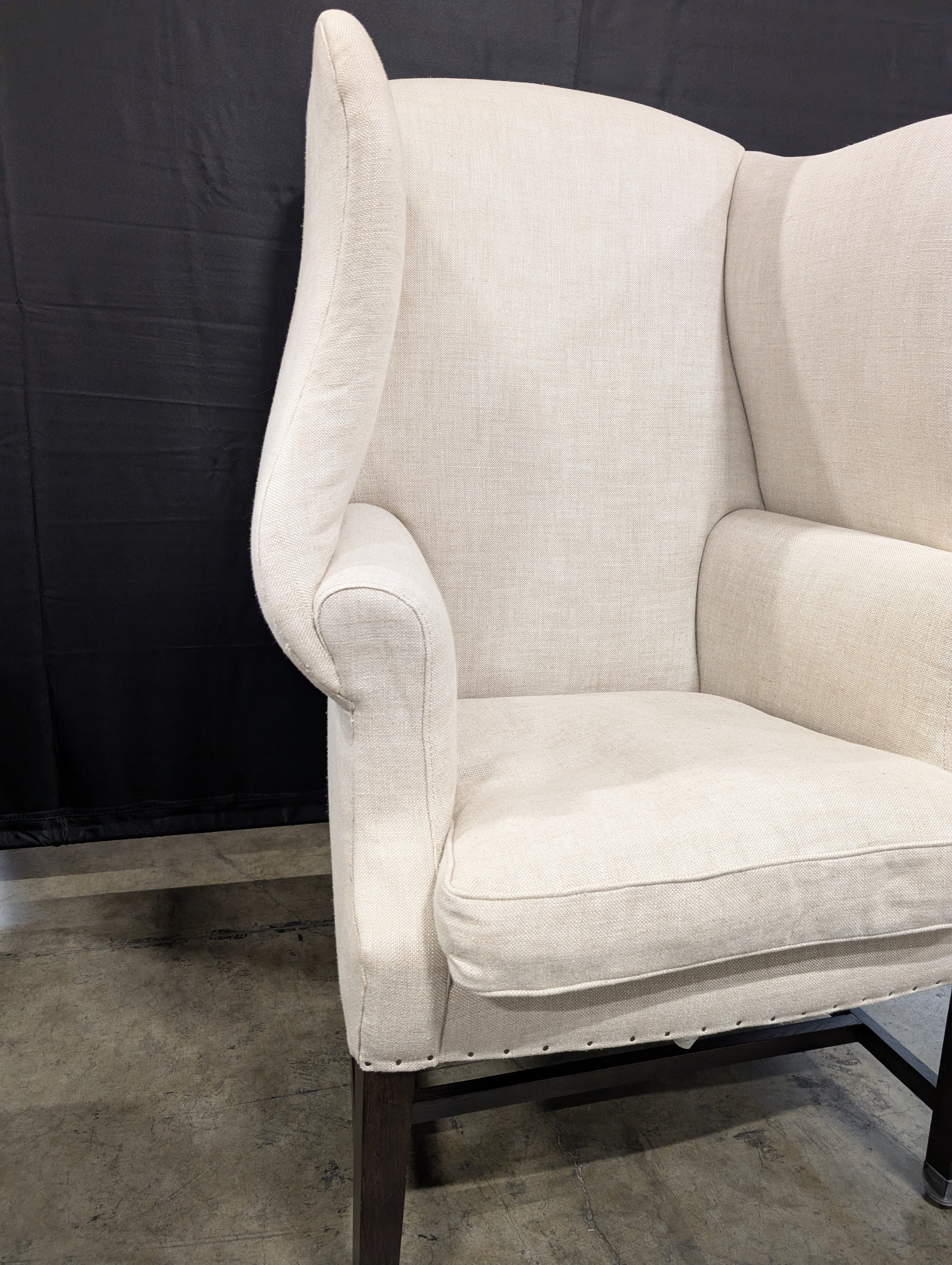 Neutral Upholstered High-Back Armchair