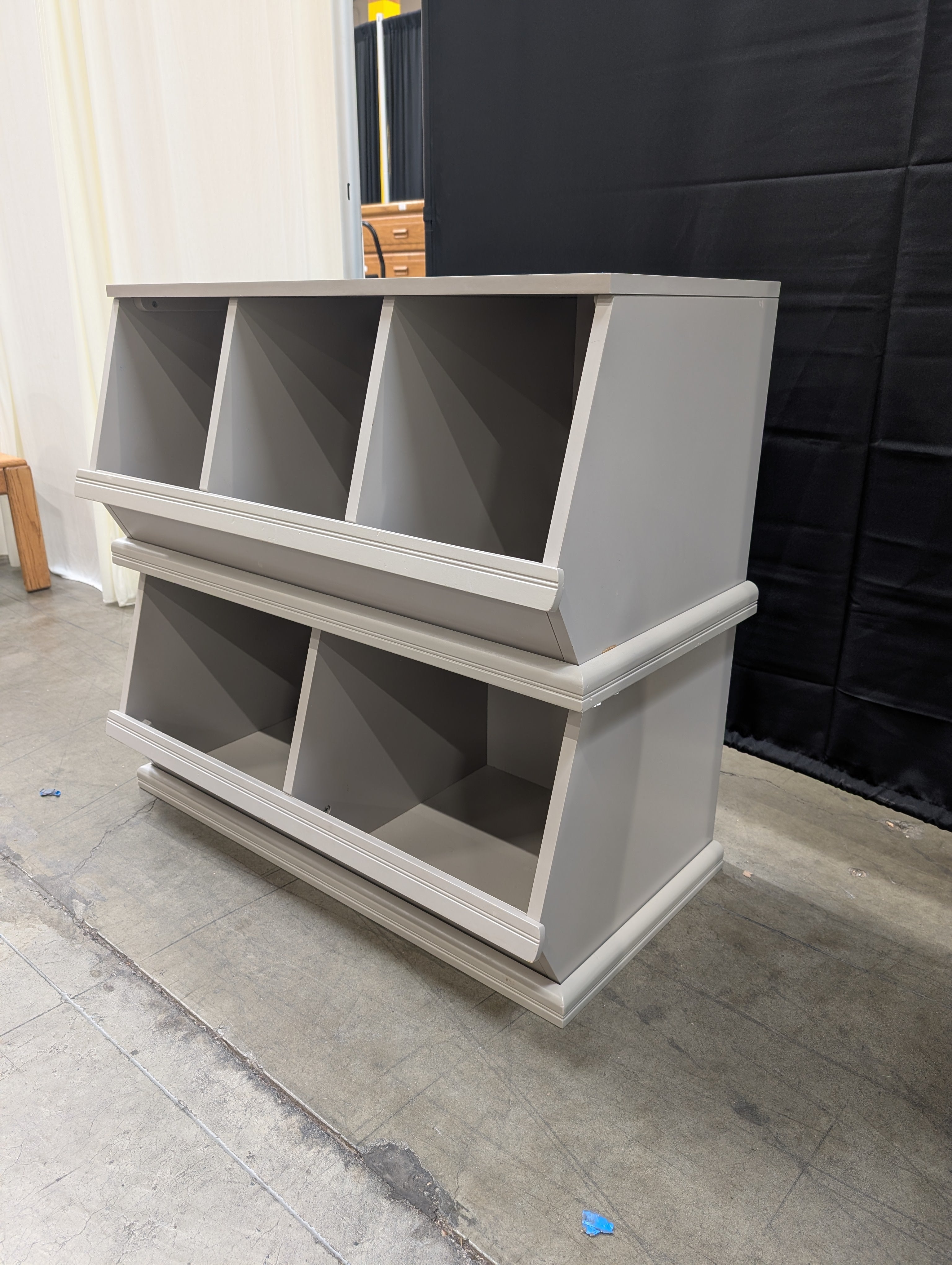 Grey Painted Wooden Cubby Bookcase