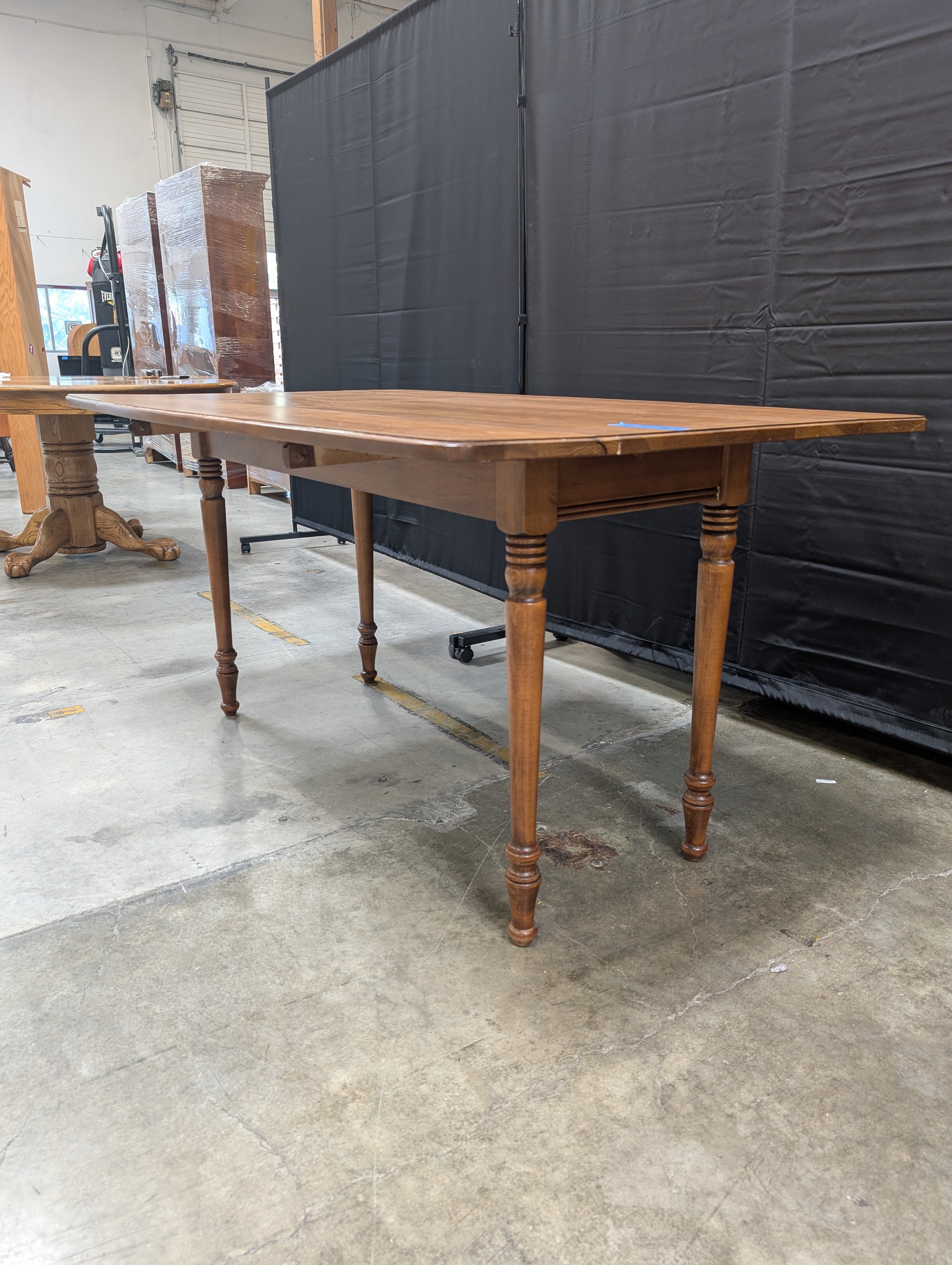 Solid Wood Drop-Top Table with Turned Legs