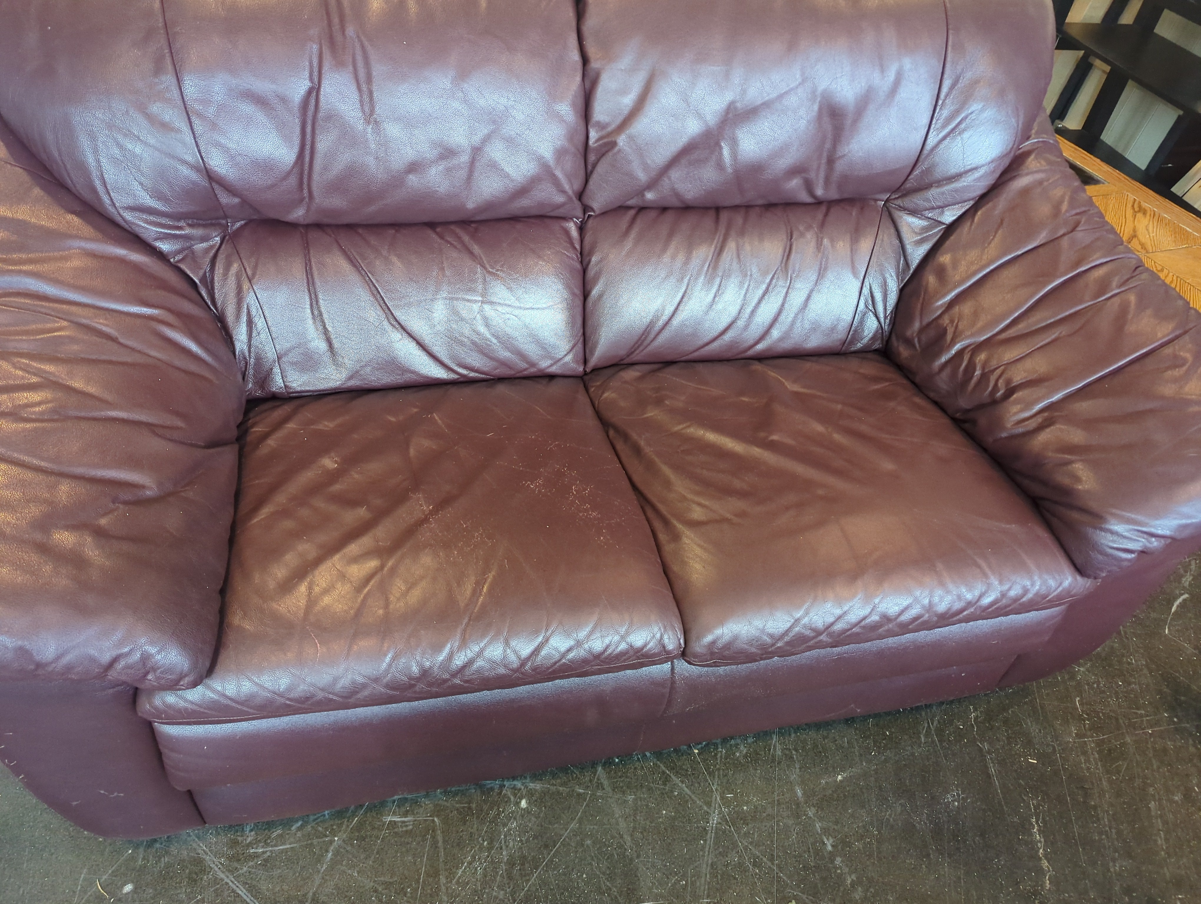 Faux Leather Mahogany Love Seat