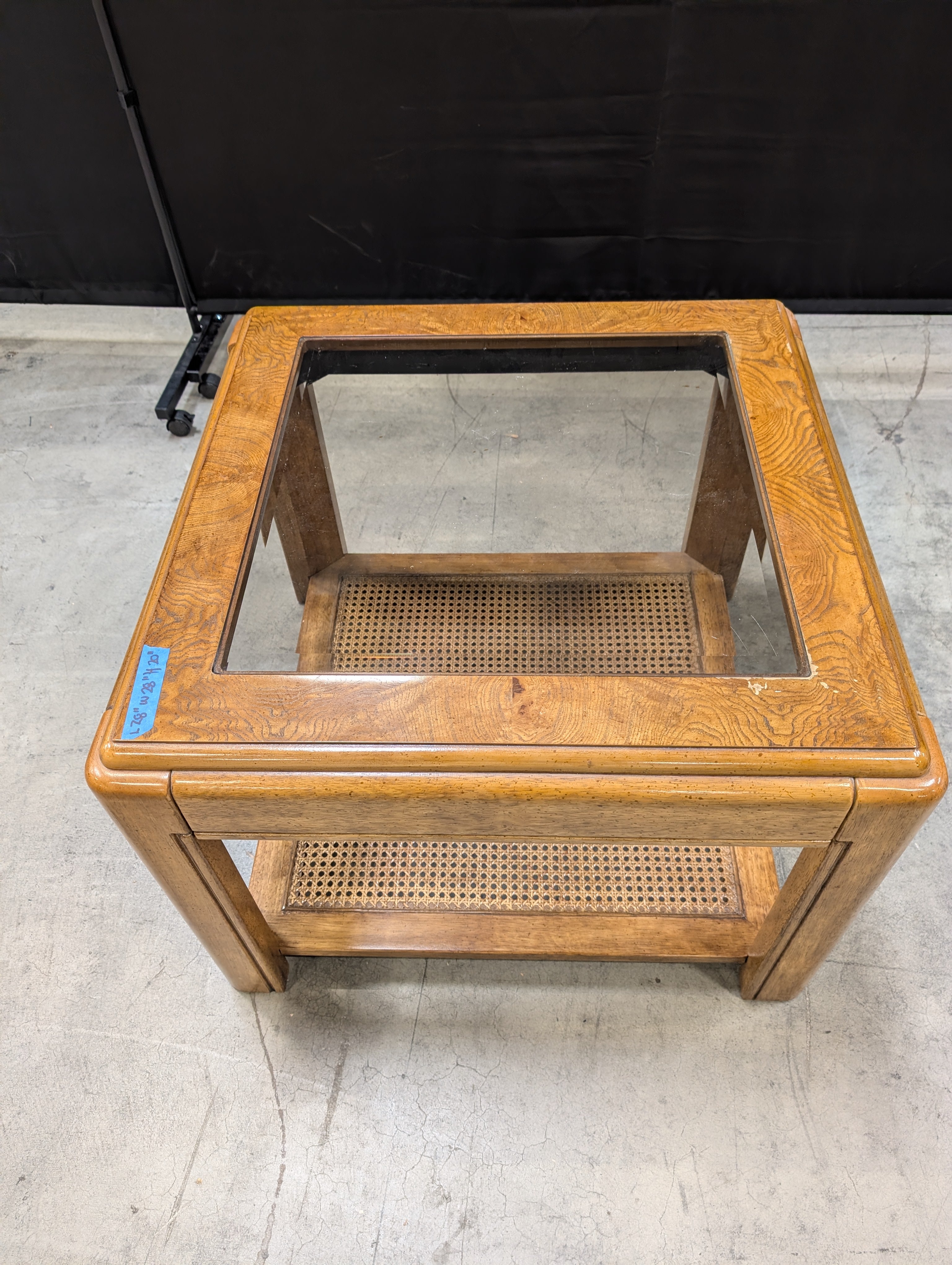 Vintage Style Wood and Glass Square Accent Table