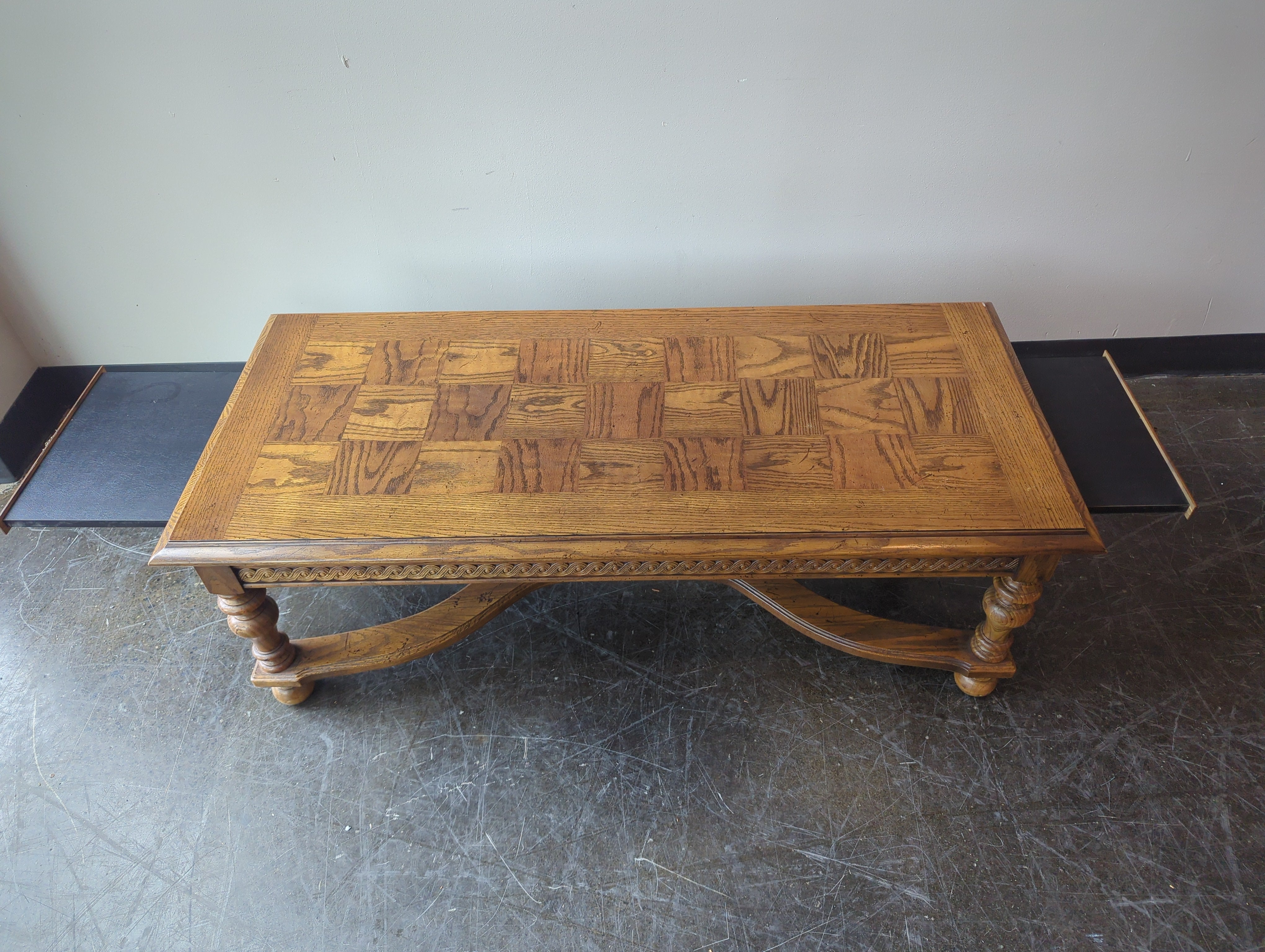 Traditional Carved Wood Rectangular Coffee Table