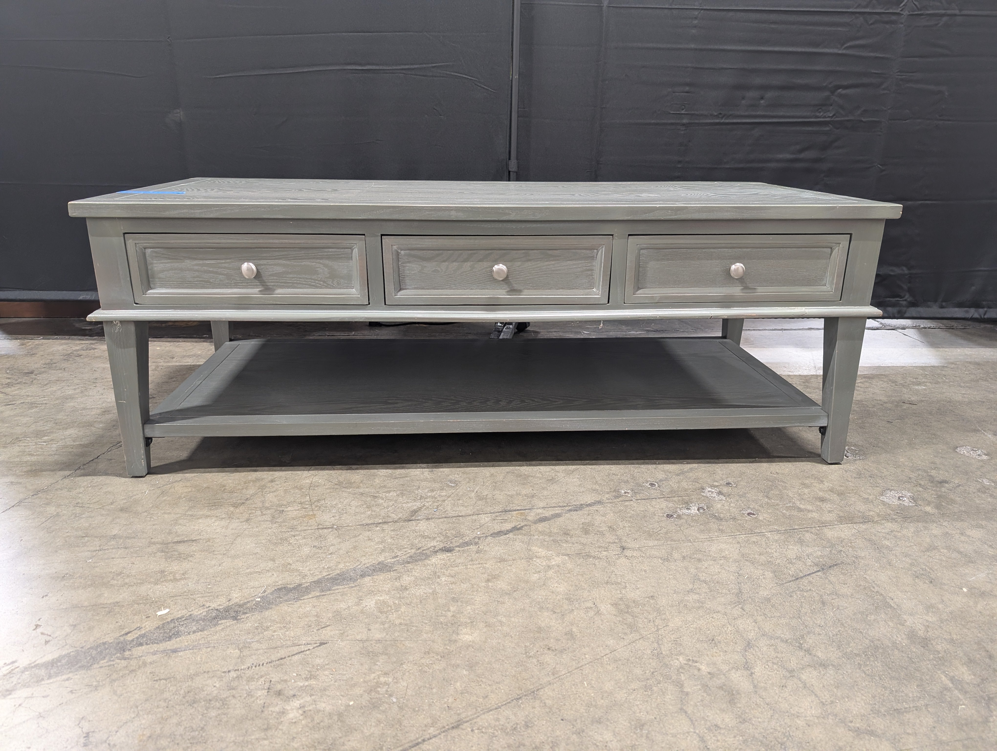 Grey Wood Six -Drawer Coffee Table