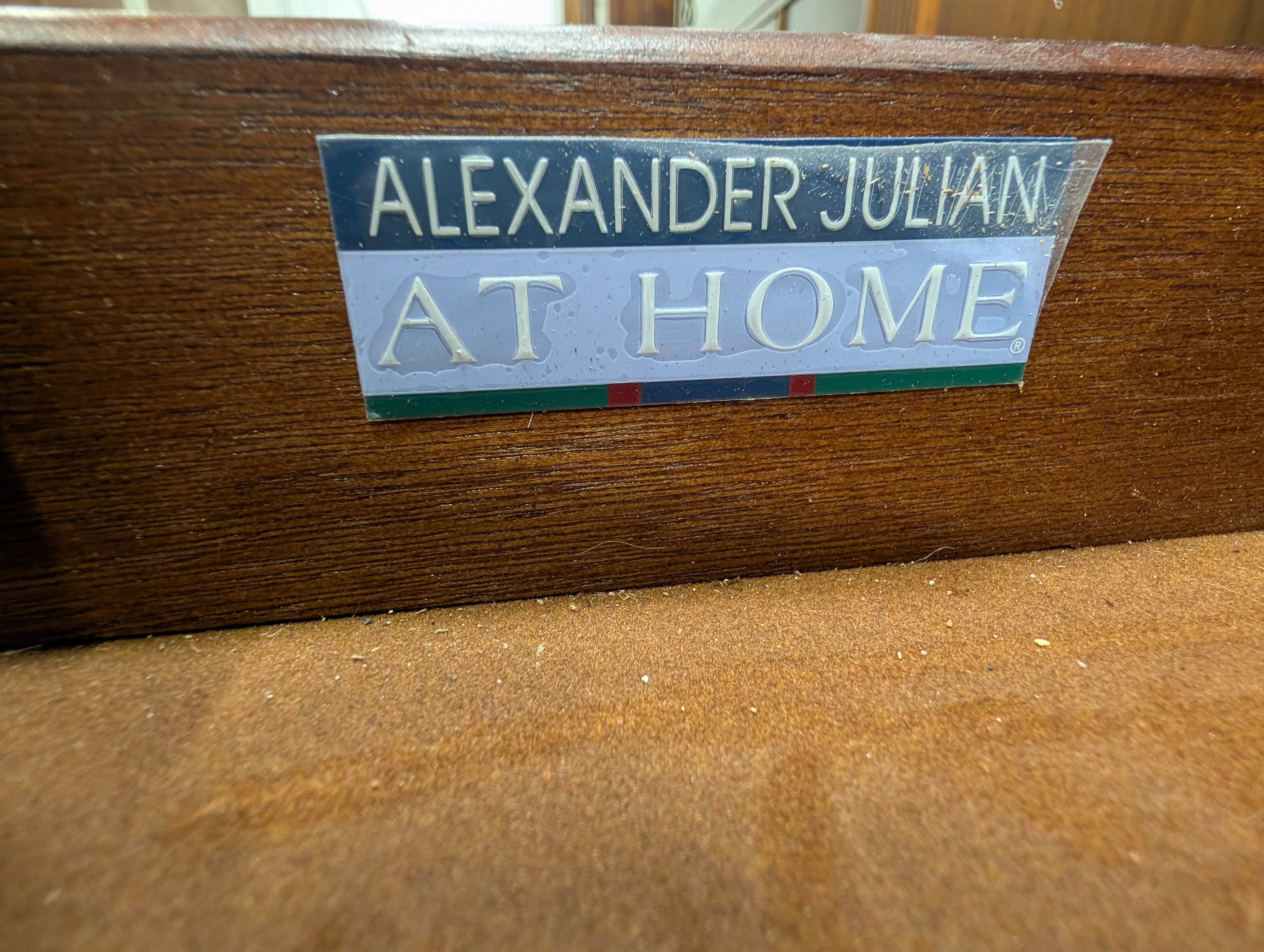 Solid Wood  Alexander Julian Glass Top Display Coffee Table with Storage Drawer