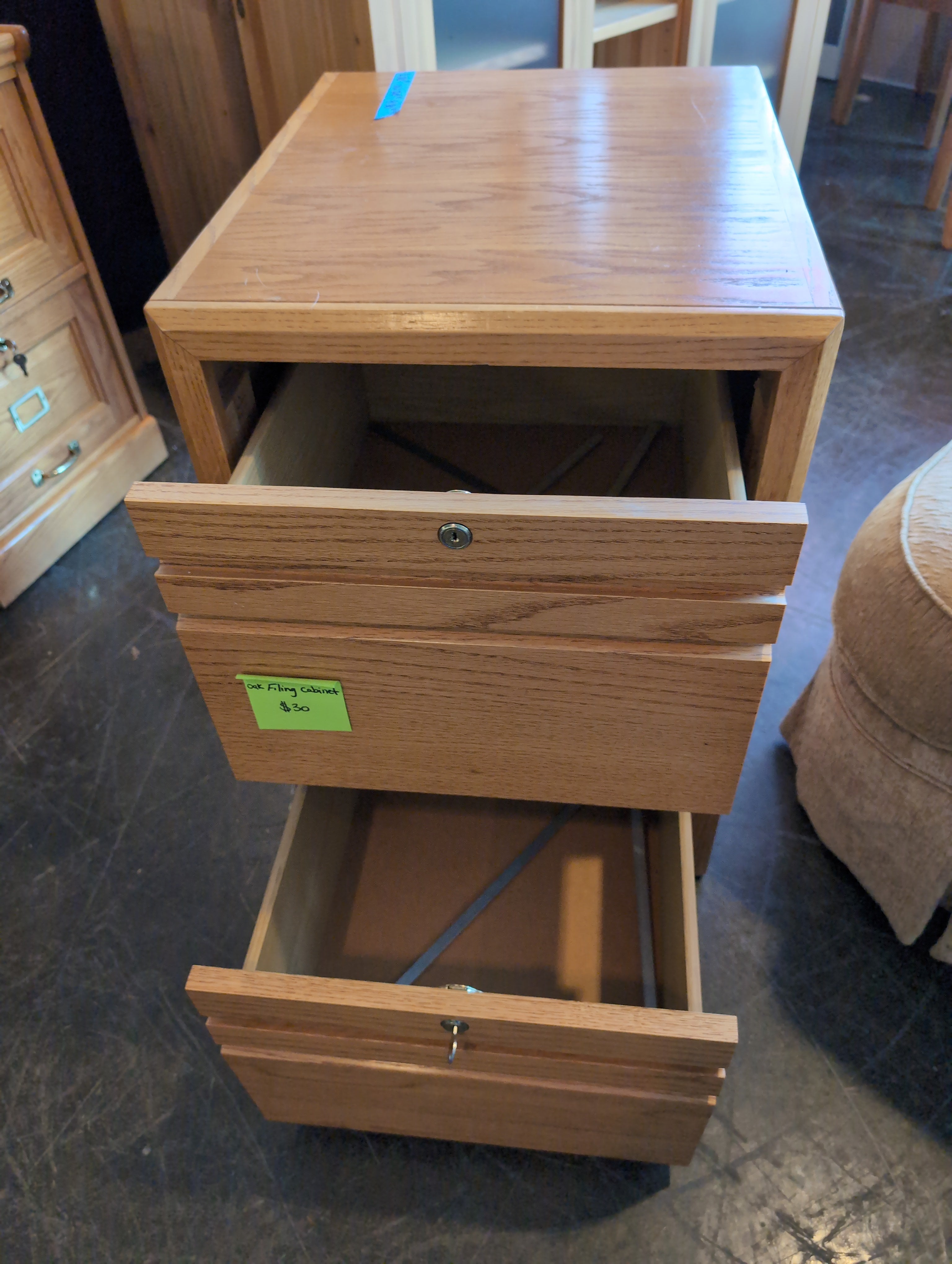 Oak 2 Drawer File Cabinet