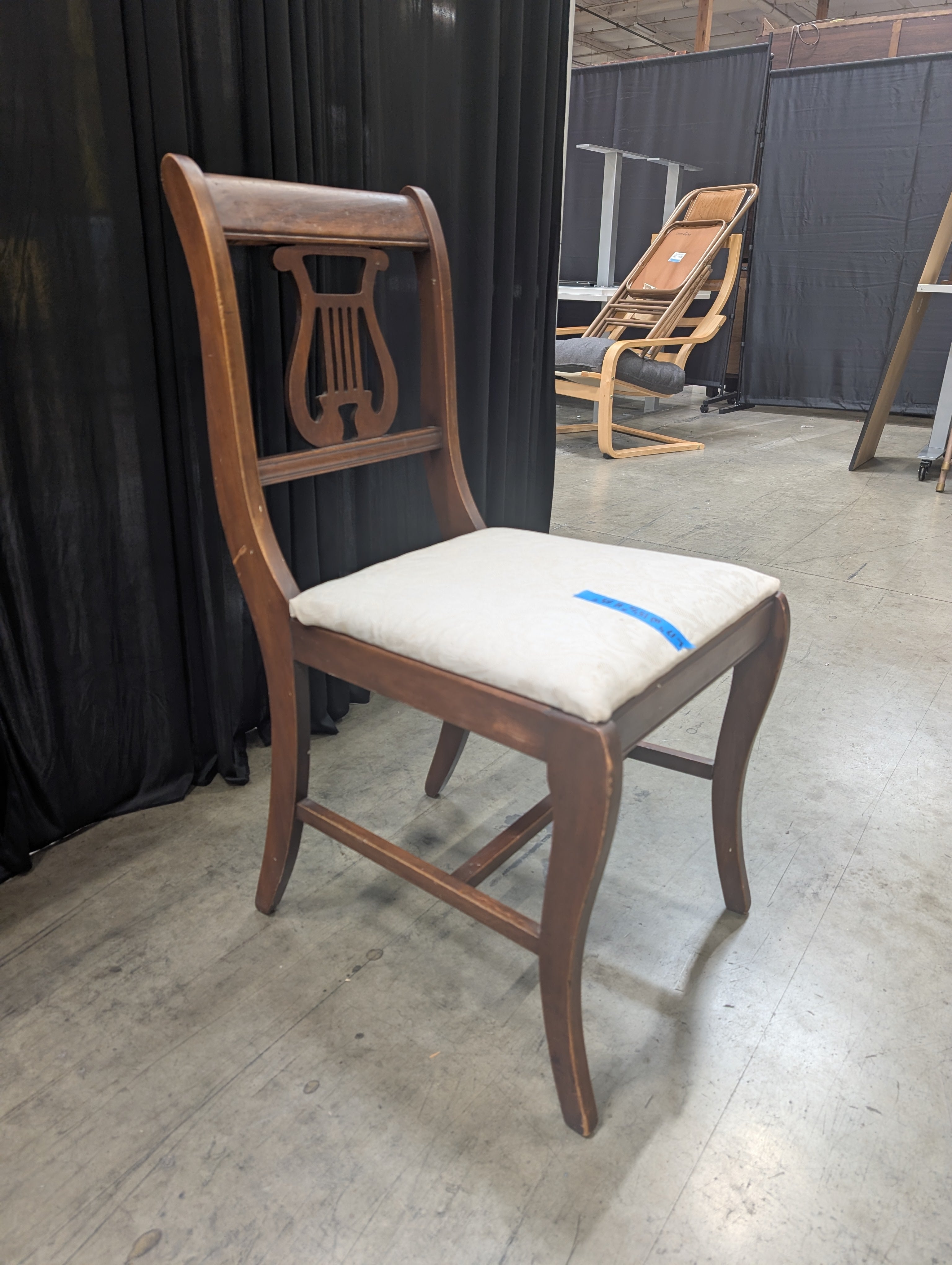 Dark Wood Lyre Back Dining Chair
