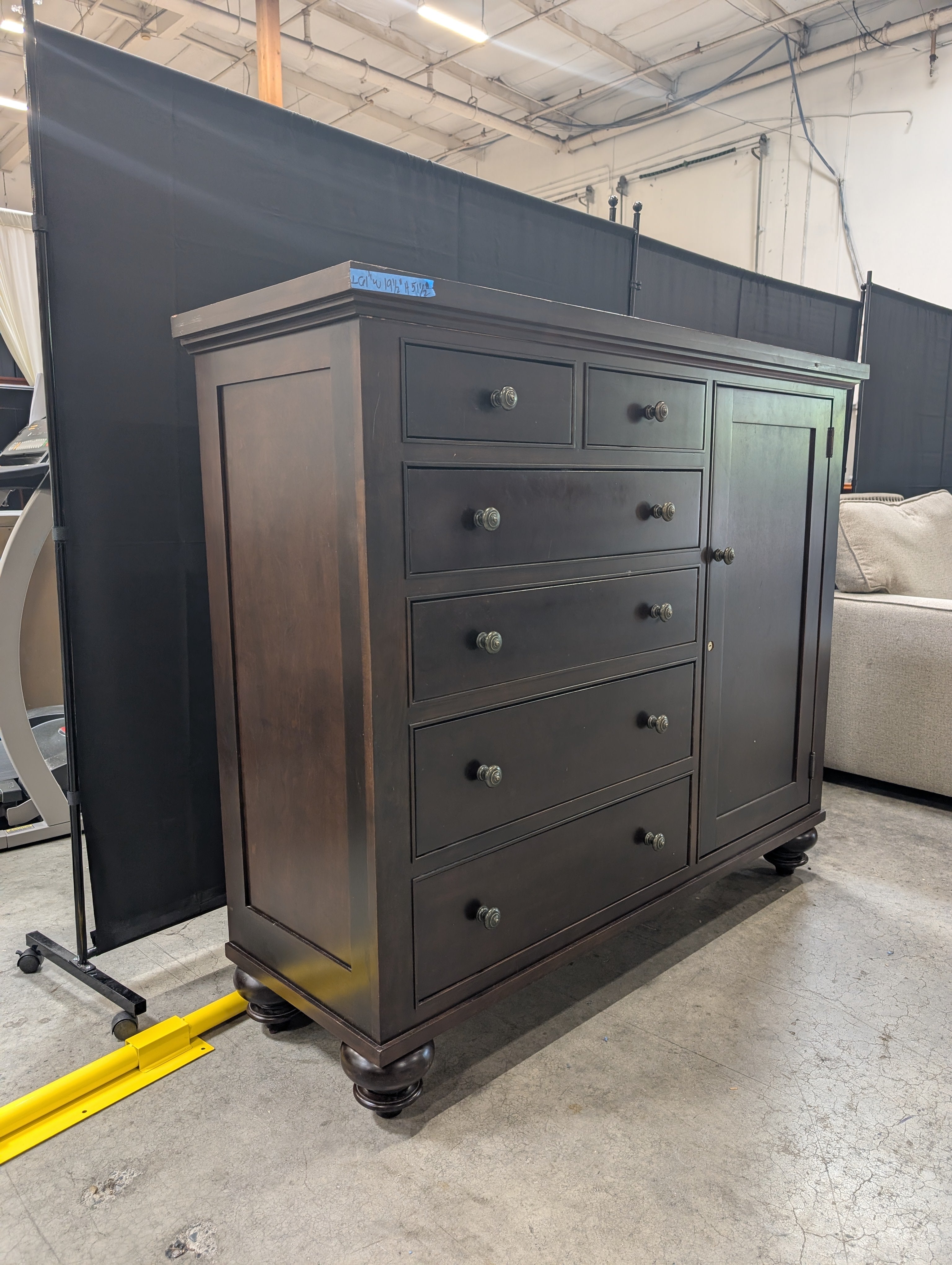 Restoration Hardware Dark Espresso Wood Dresser with Side Cabinet