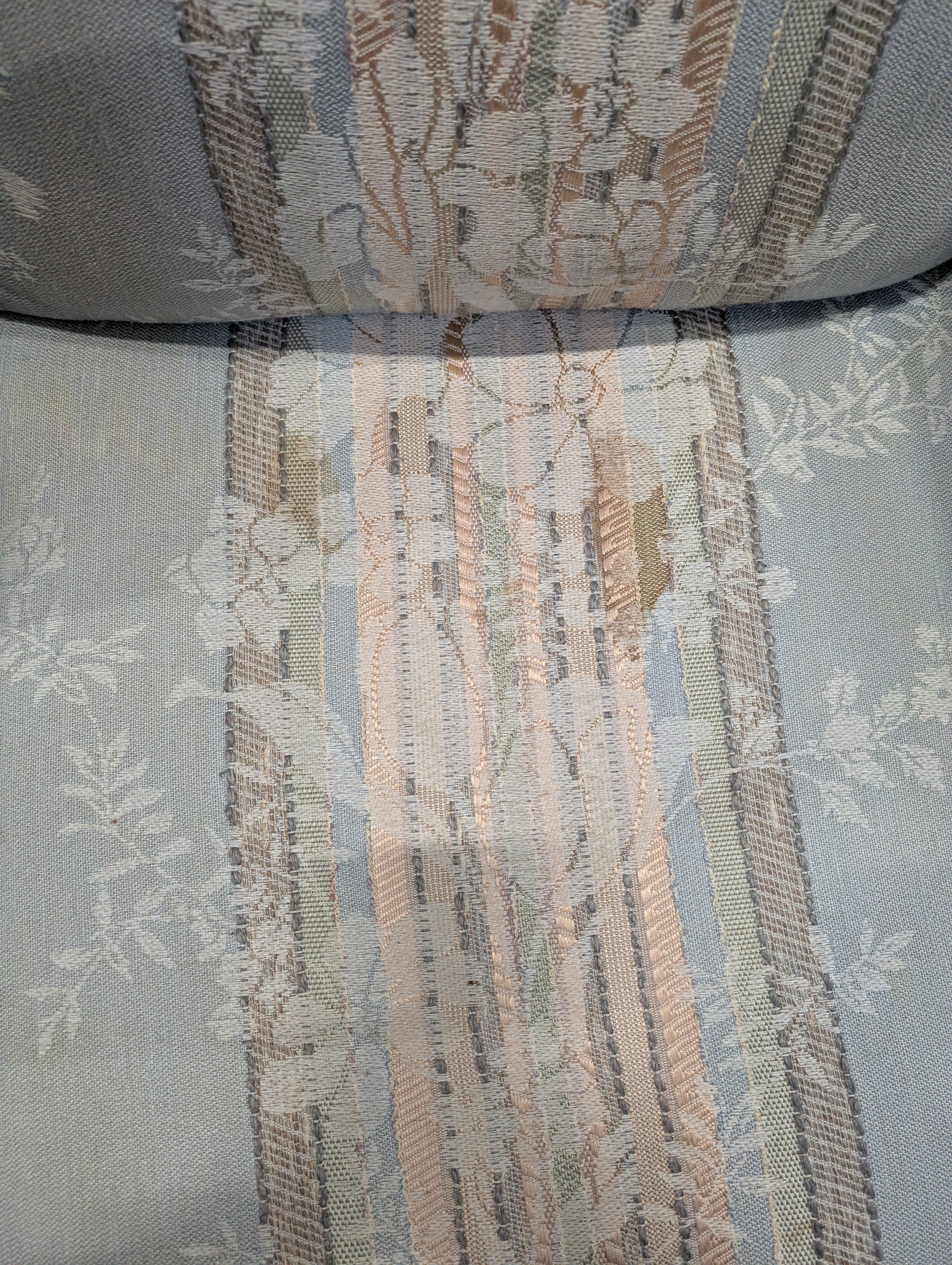 Everton Charming Light Blue Striped Floral Sofa