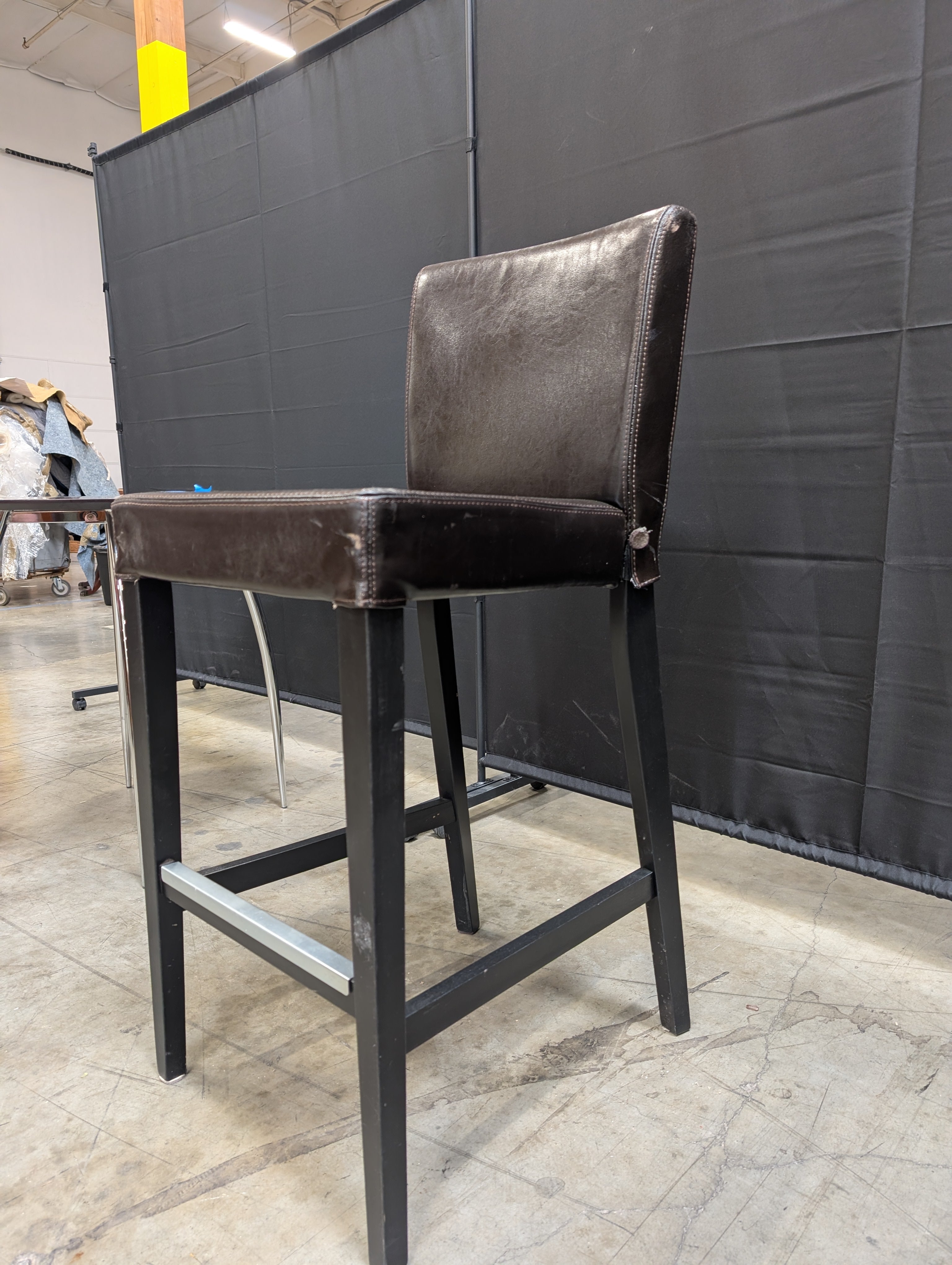 Modern Black Upholstered Bar Stool with Footrest