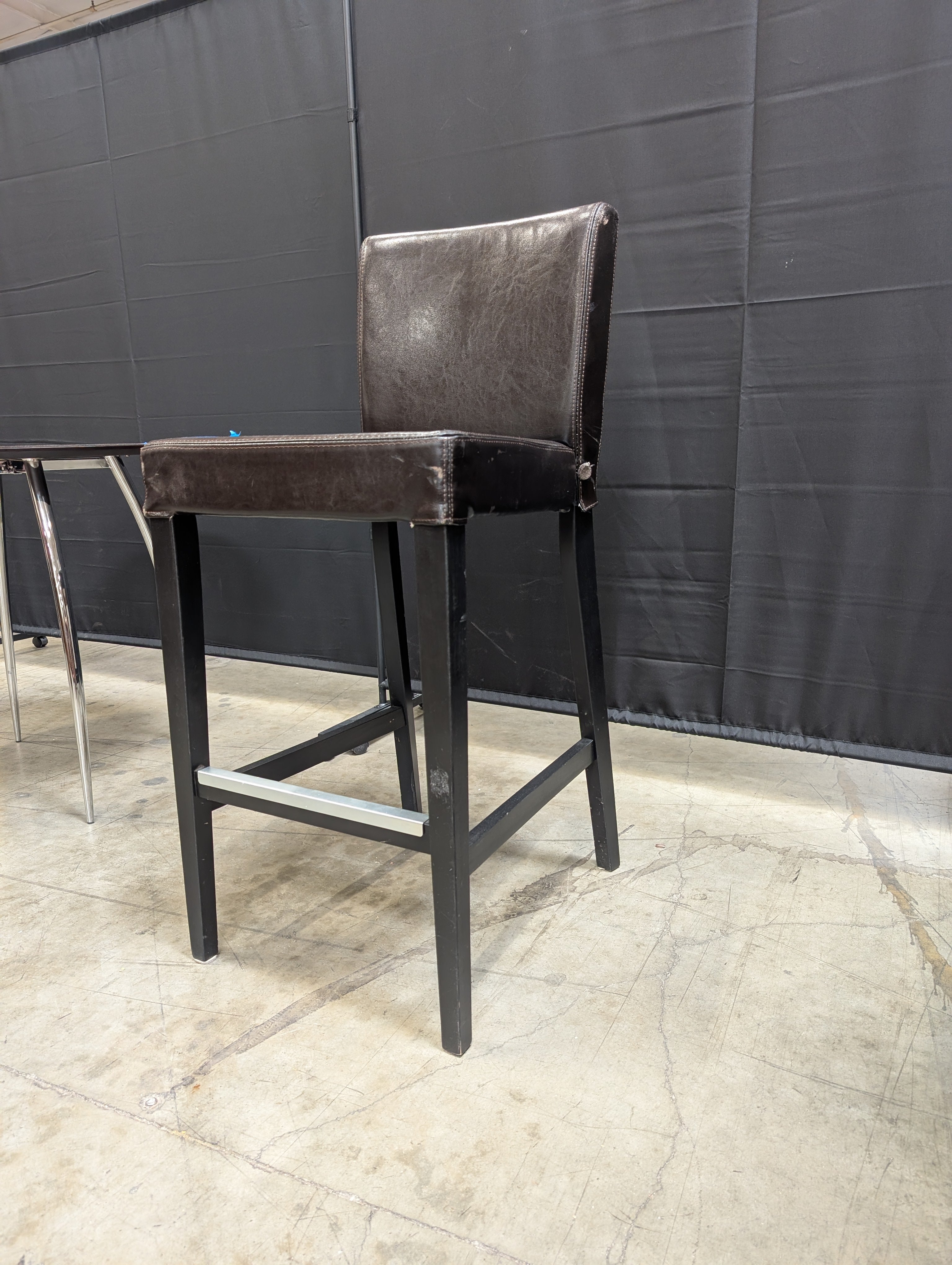 Modern Black Upholstered Bar Stool with Footrest