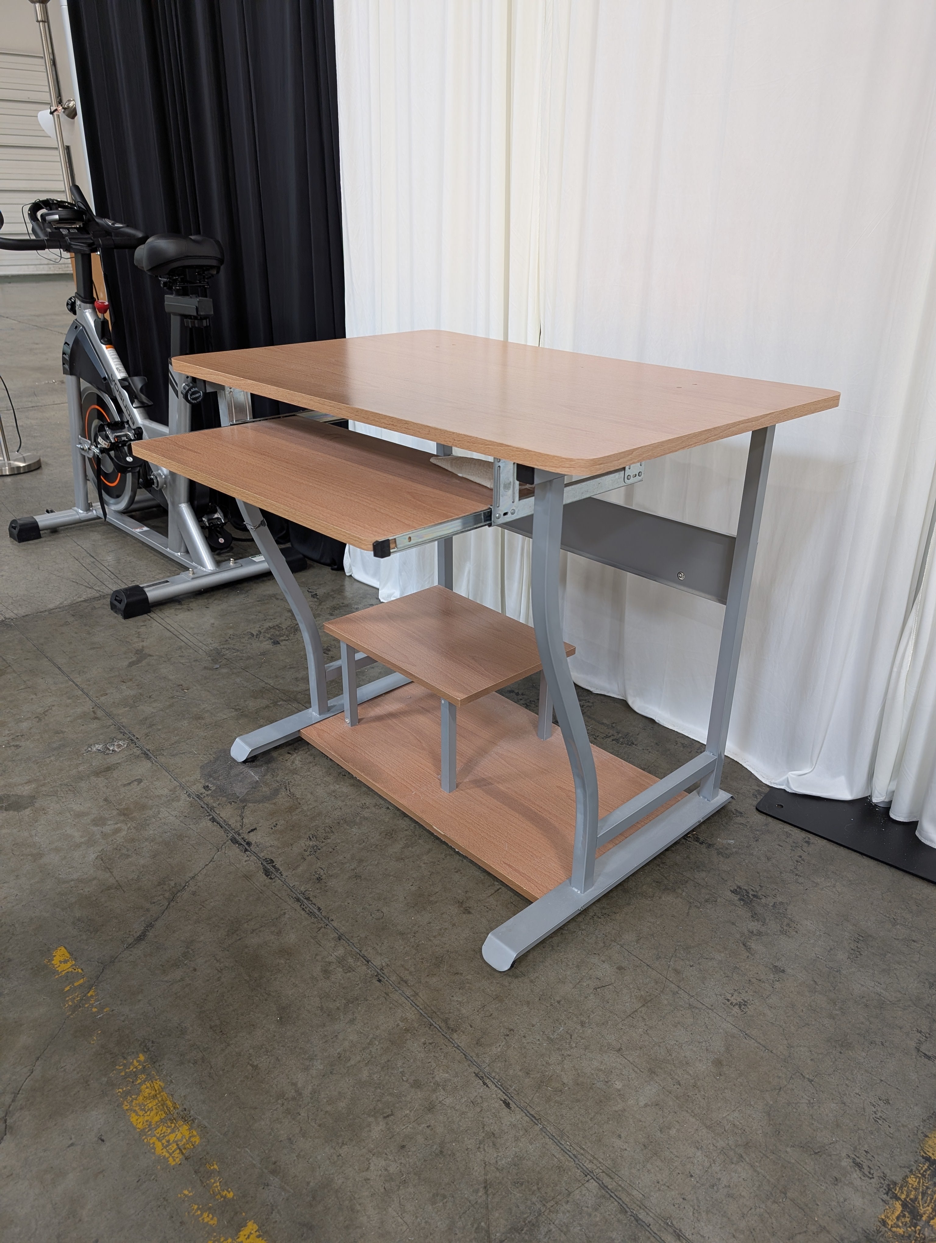 Light Brown Wood Mobile Utility Cart