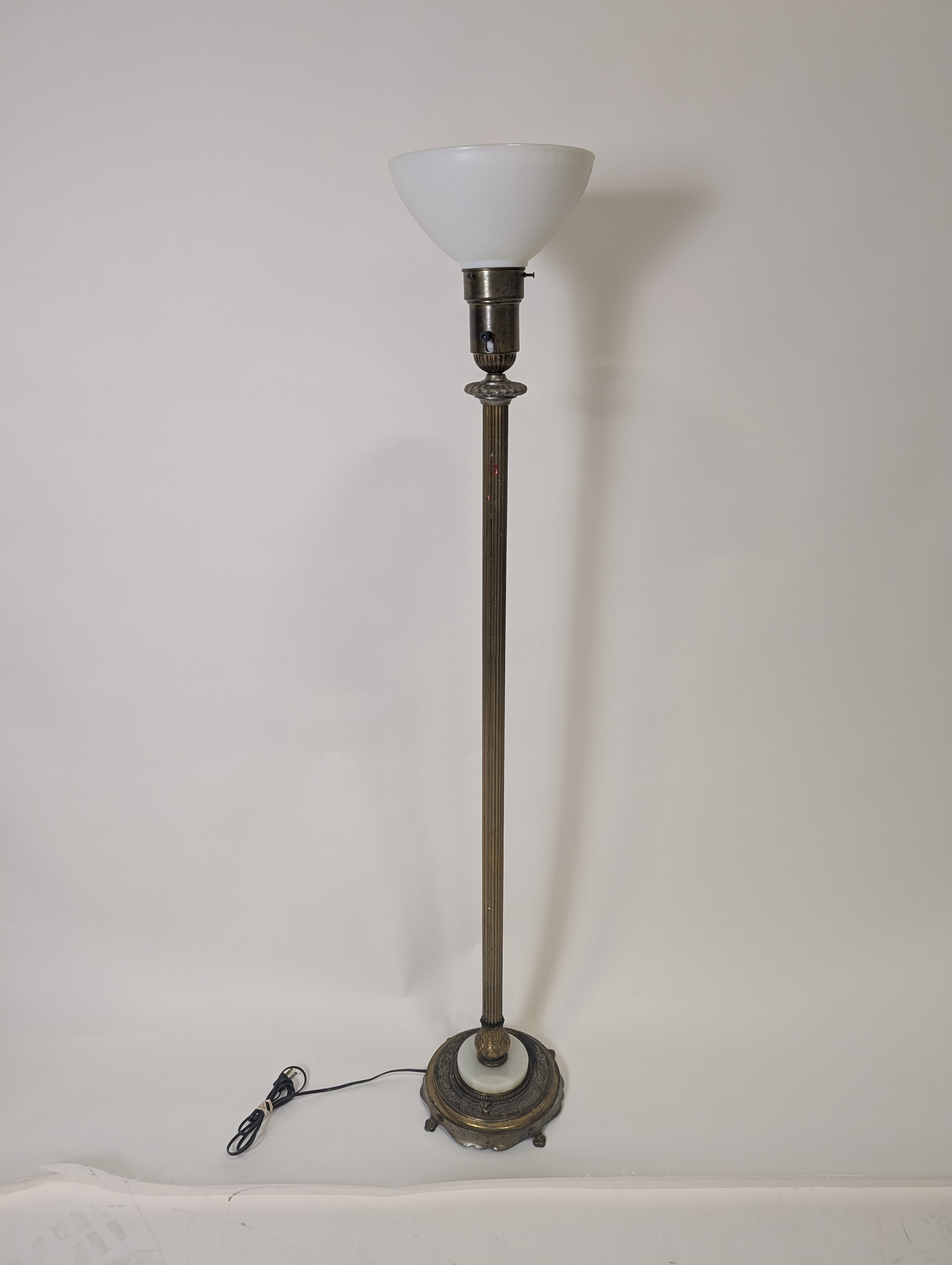 As is Vintage Style Fluted Brass Floor Lamp