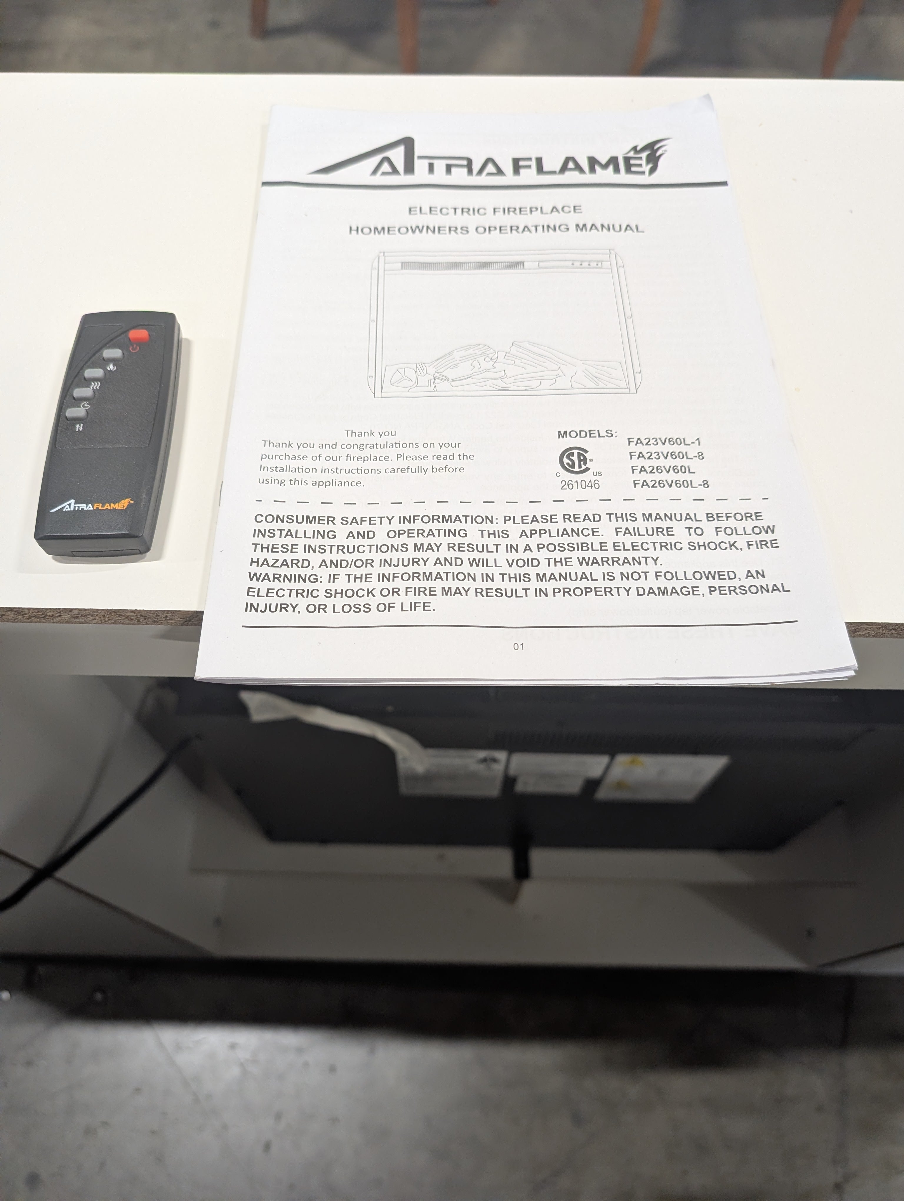Atraflame White Electric Fireplace TV Stand with Side Shelves