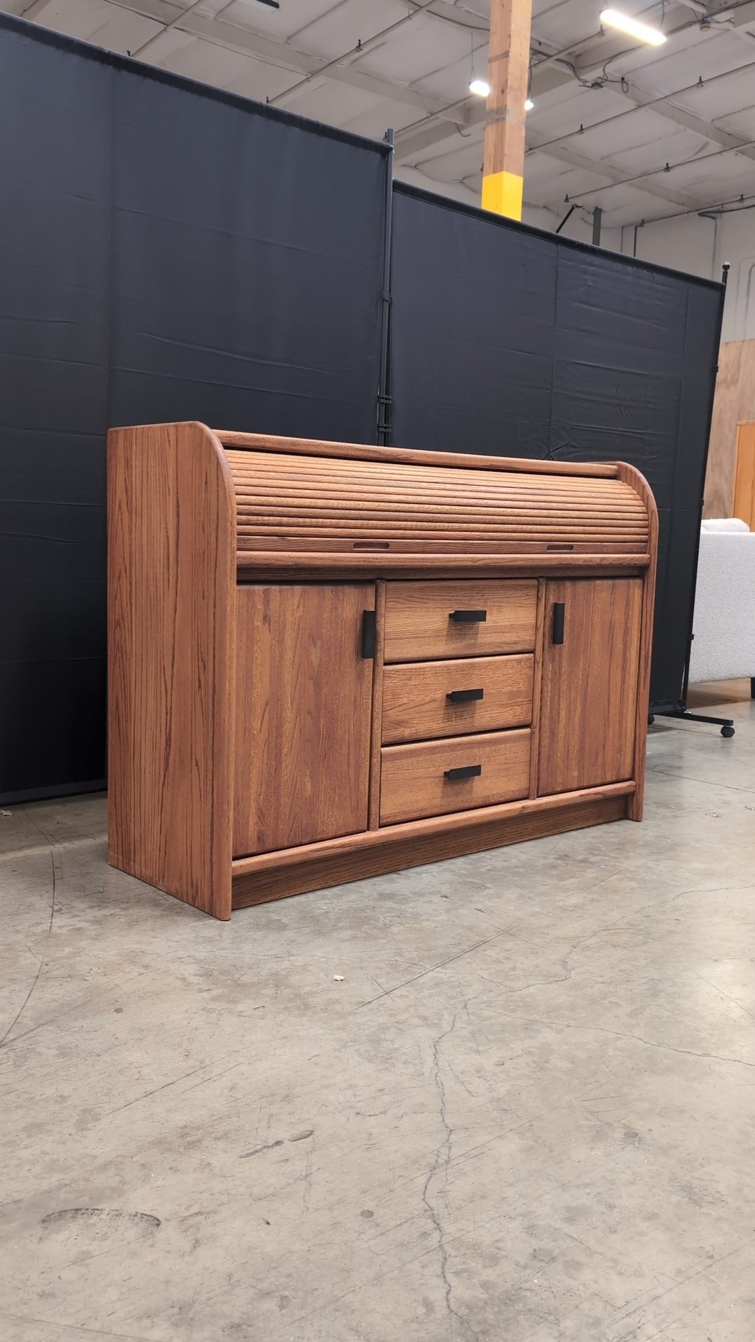 Hardwood Media Console with Storage and Drawers